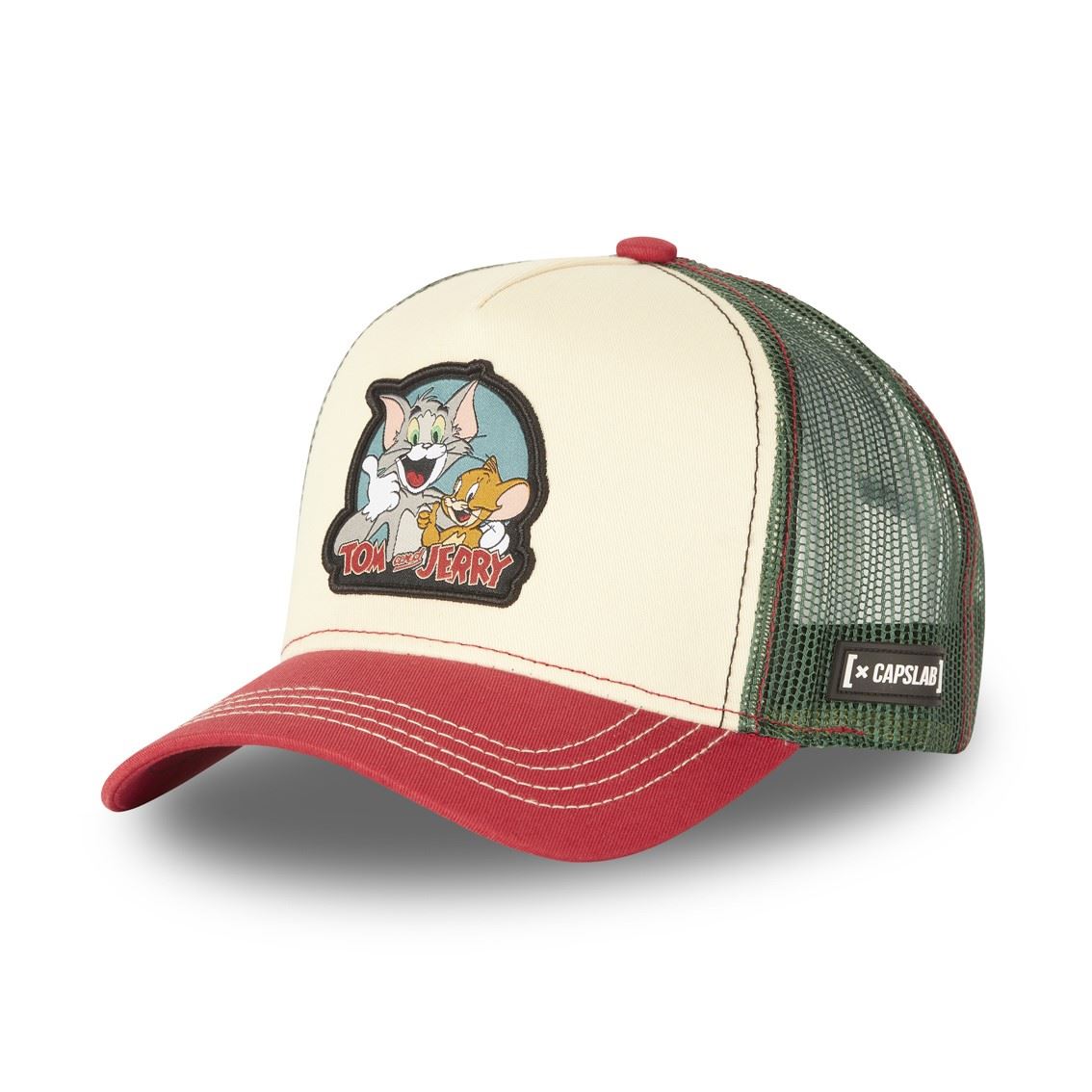 Tom and Jerry Beige Red Green Trucker Cap Capslab