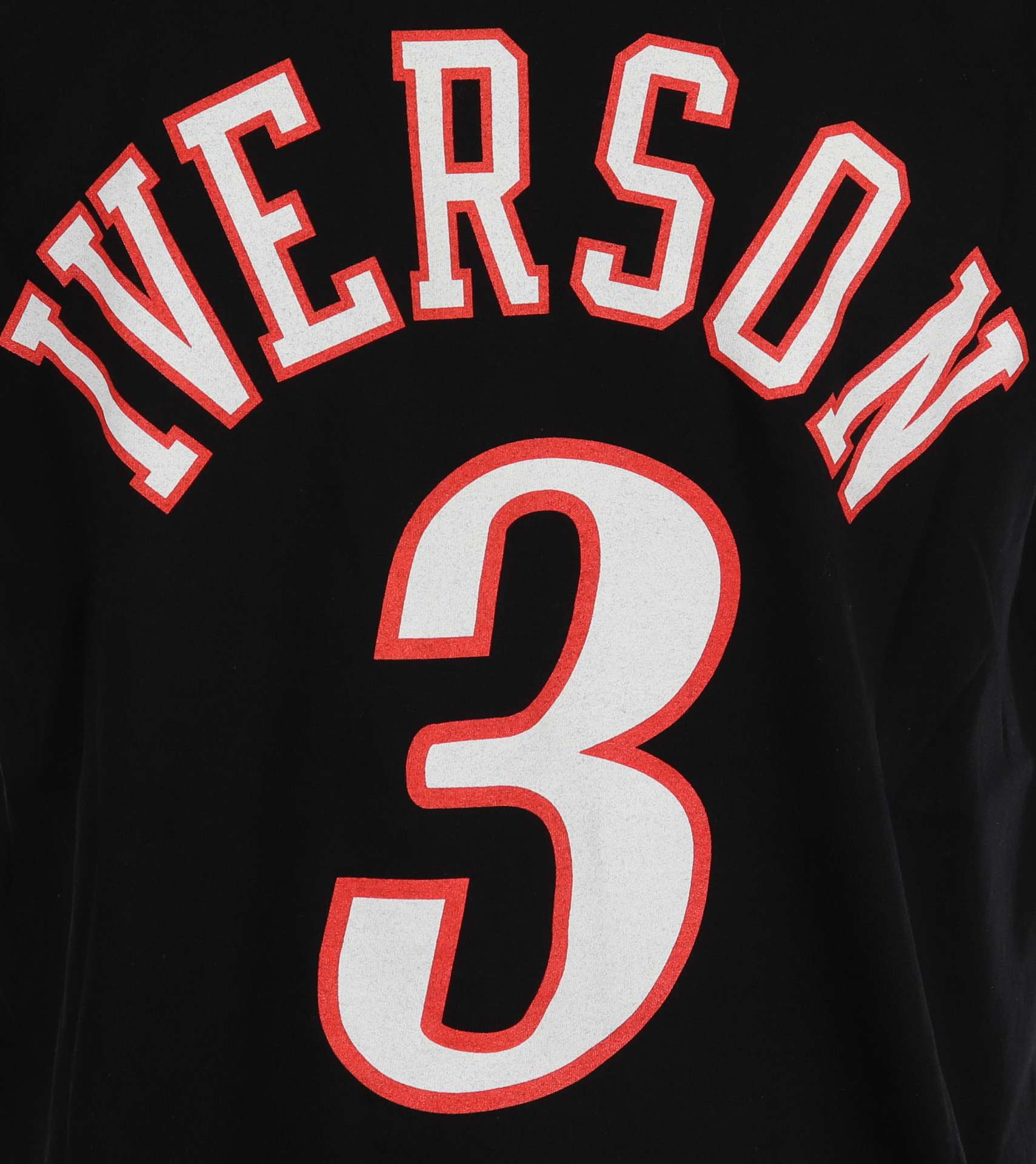 Allen Iverson #3 Philadelphia 76ers Black NBA Name and Number Tee T-Shirt Mitchell & Ness