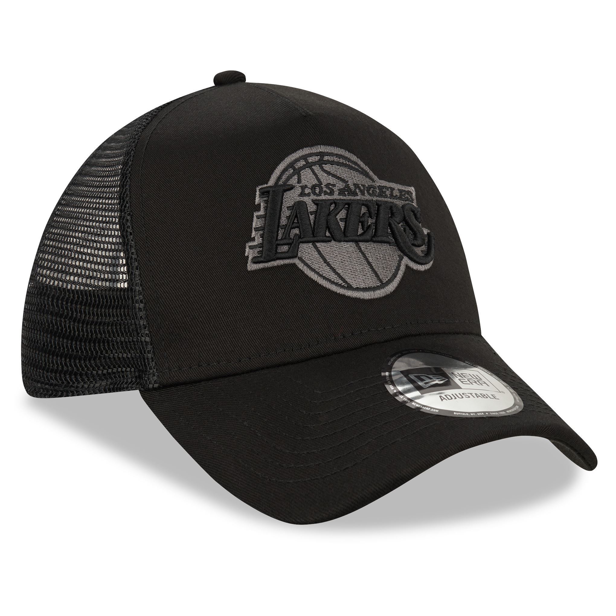 Los Angeles Lakers NBA BOB Team Logo Black A-Frame Adjustable Trucker Cap New Era