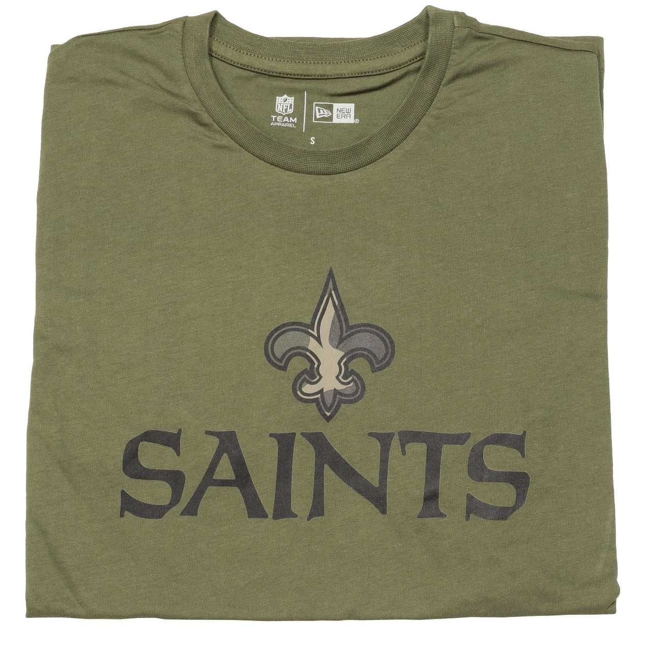 New Orleans Saints Camo Logo Olive T- Shirt New Era