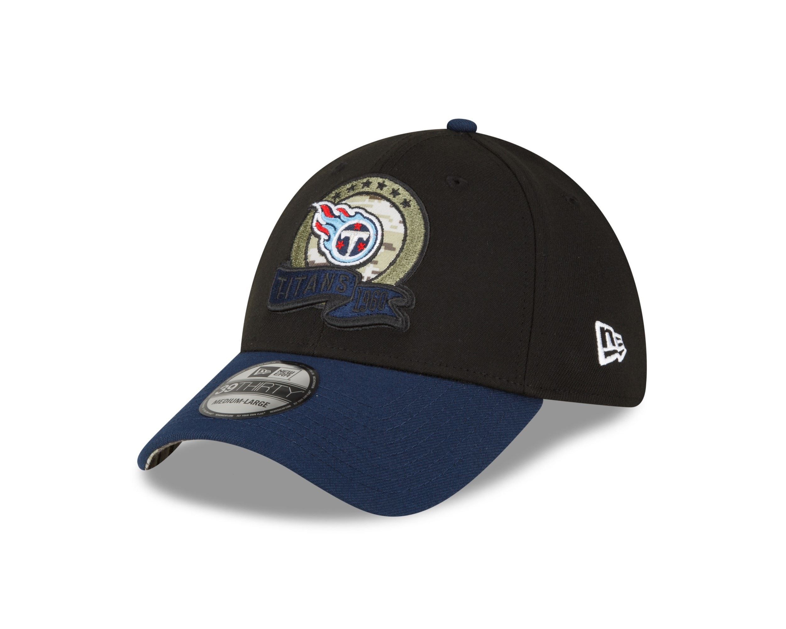 Tennessee Titans NFL Salute to Service 2022 Black Blue 39Thirty Stretch Cap New Era