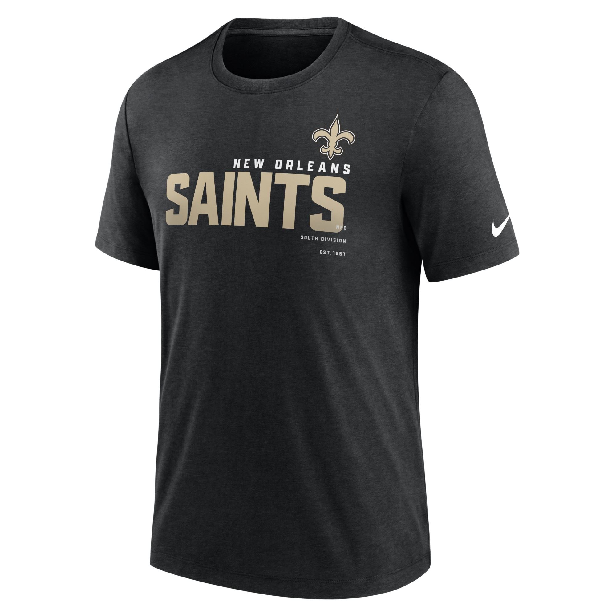 New Orleans Saints NFL Triblend Team Name Black Heather T-Shirt Nike