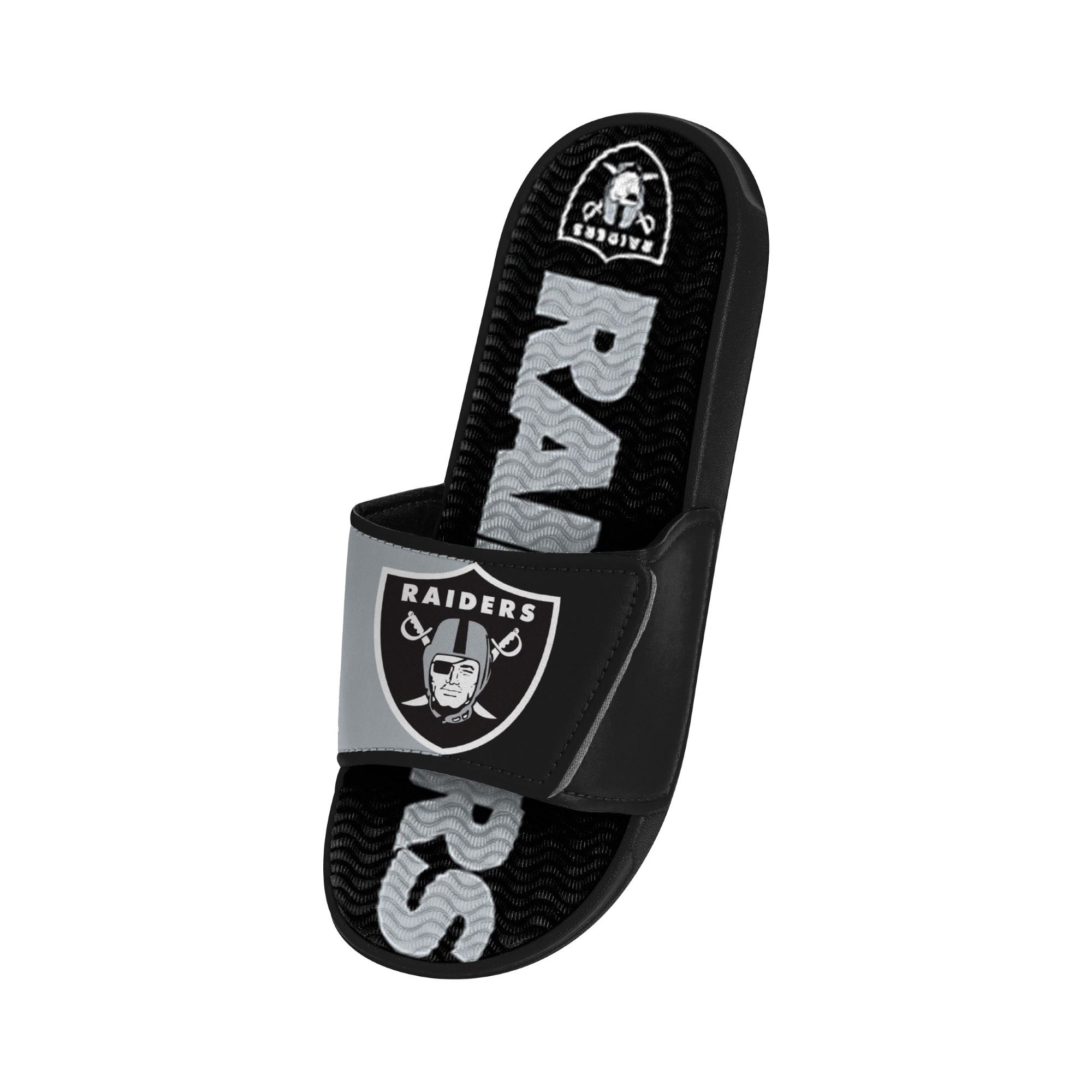 Las Vegas Raiders NFL Colorblock Big Logo Gel Slide Black White Badelatschen Hausschuhe Foco 