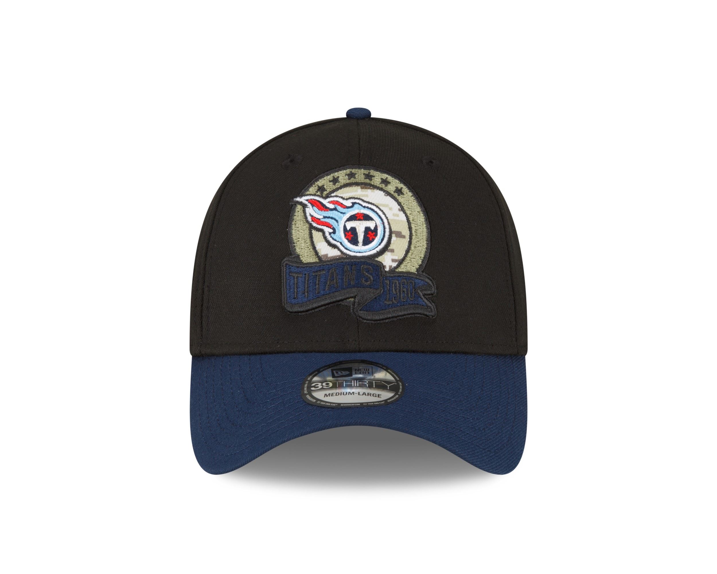 Tennessee Titans NFL Salute to Service 2022 Black Blue 39Thirty Stretch Cap New Era