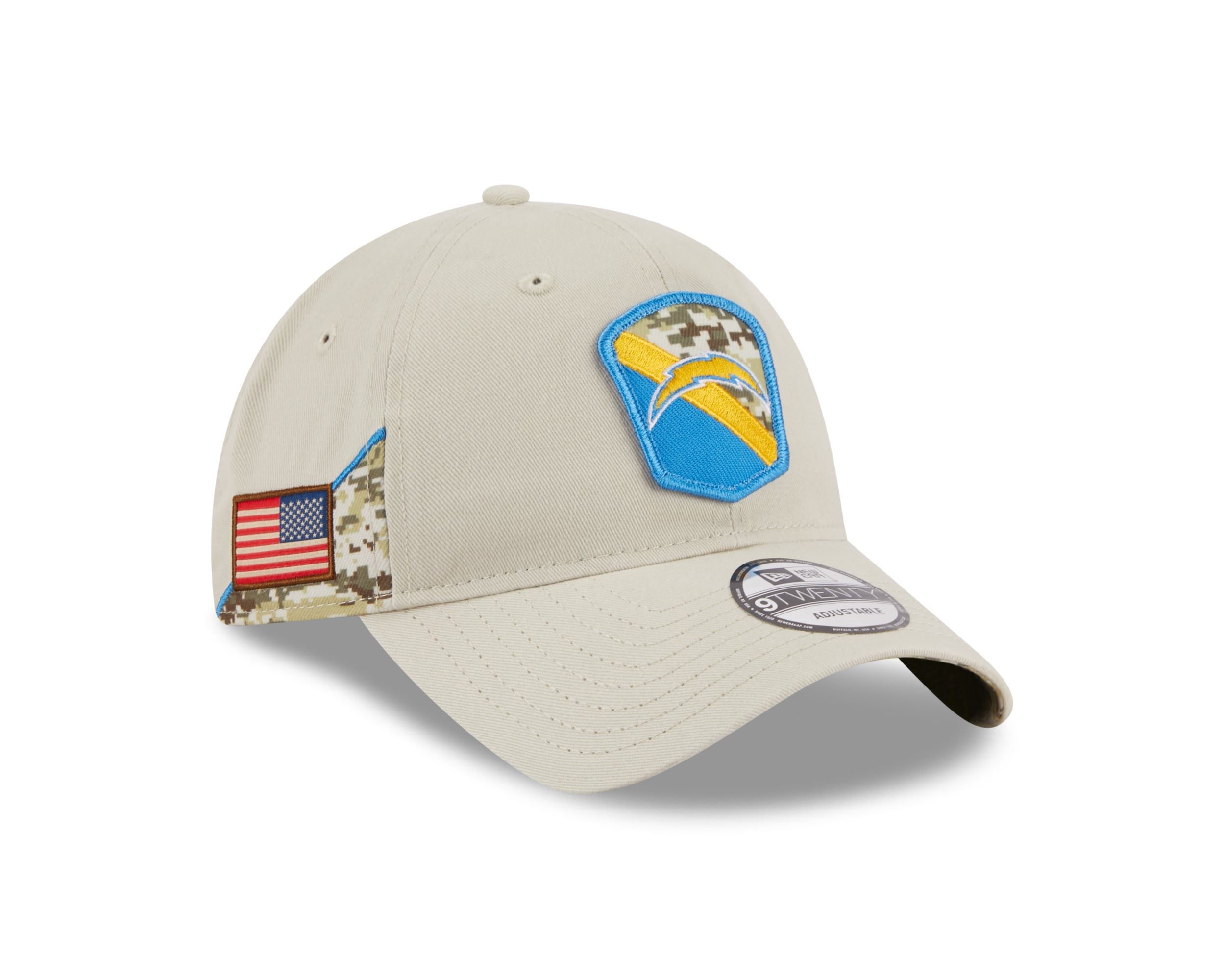 Los Angeles Chargers NFL Salute to Service 2023 Stone 9Twenty Unstructured Strapback Cap New Era