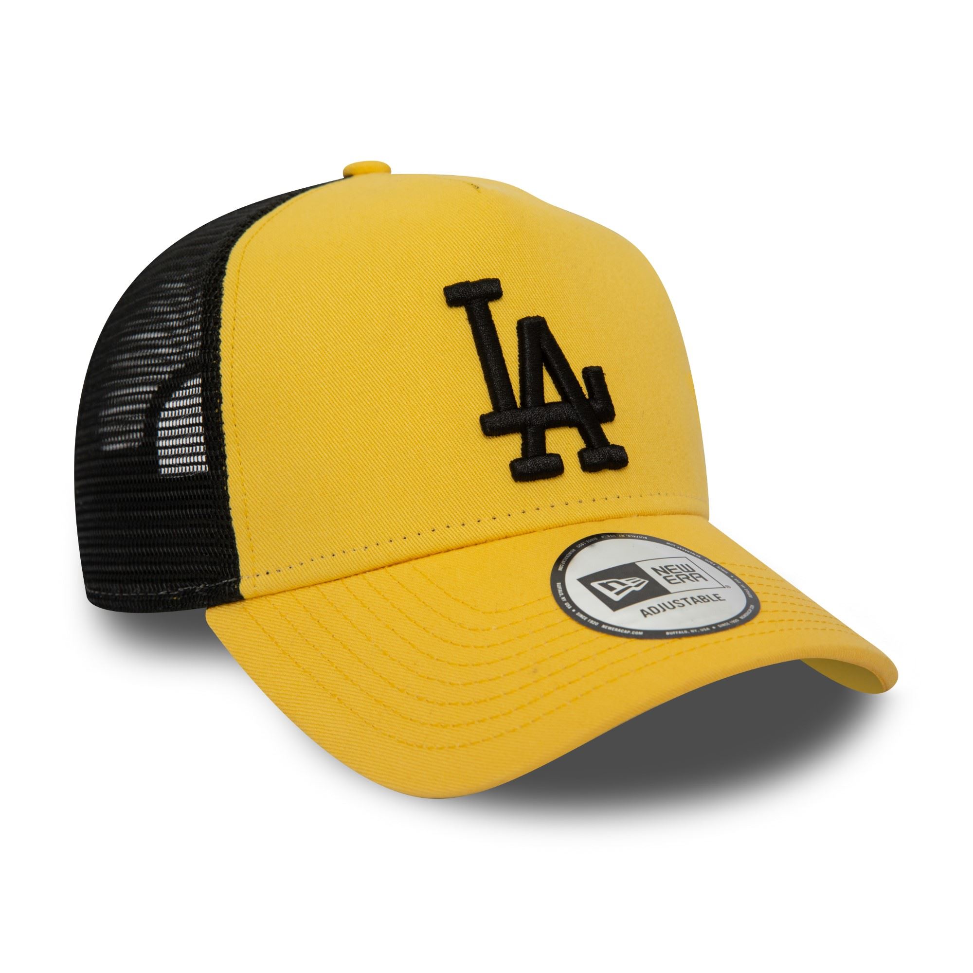 Los Angeles Dodgers MLB League Essential Yellow Black A-Frame Adjustable Trucker Cap New Era