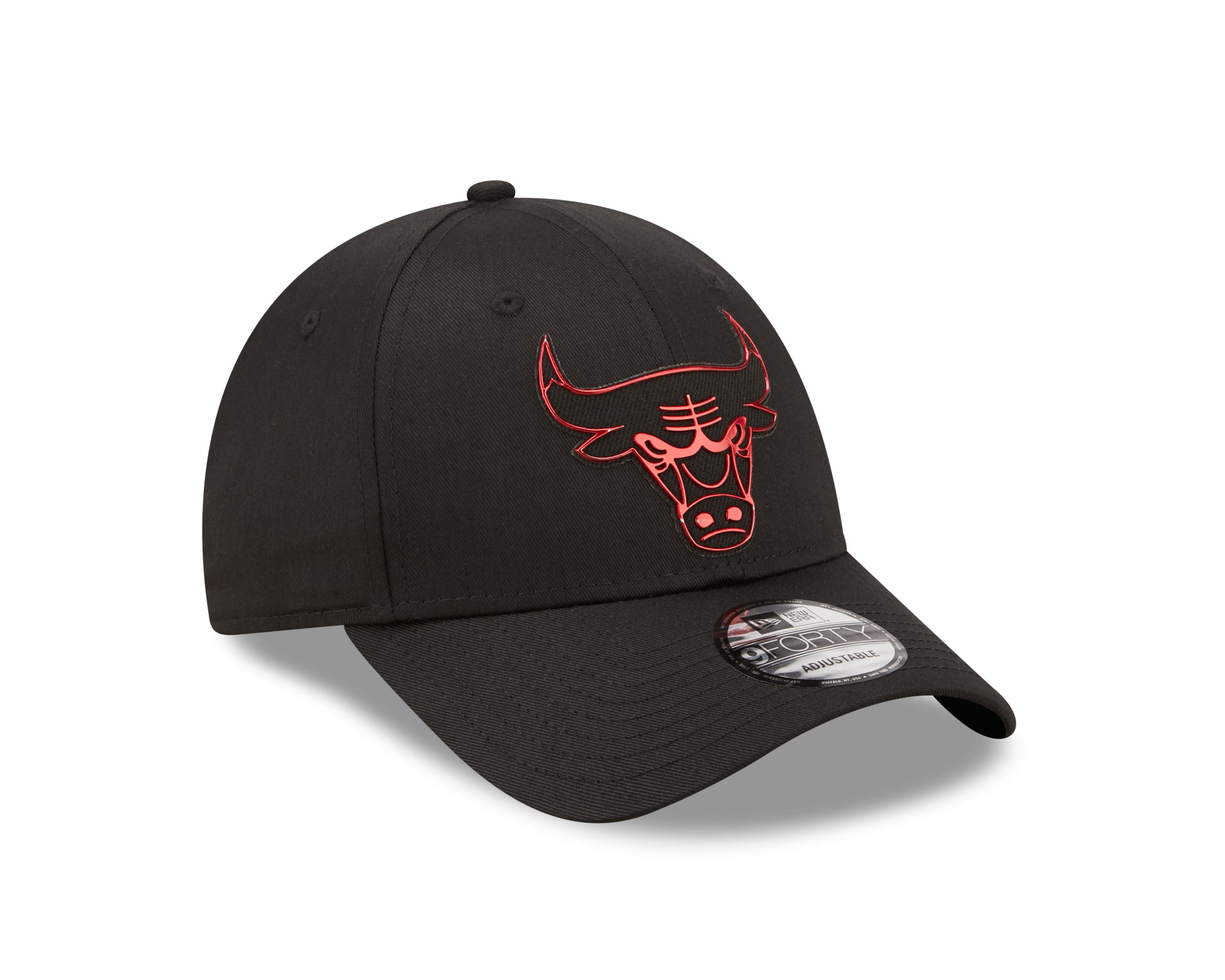 Chicago Bulls NBA Foil Logo Schwarz Verstellbare 9Forty Snapback Cap New Era