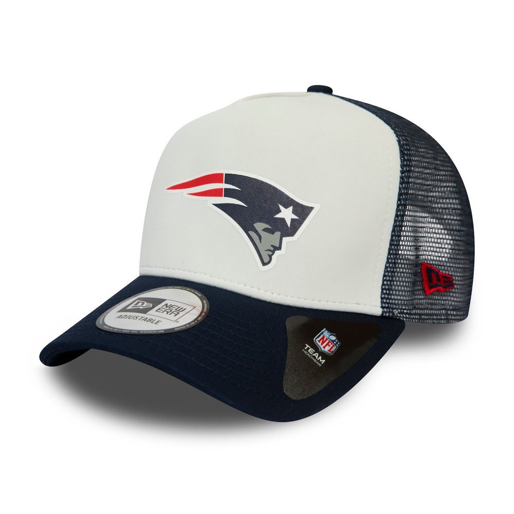 New England Patriots Team Colour Block - White / Blue  A-Frame Trucker Cap New Era