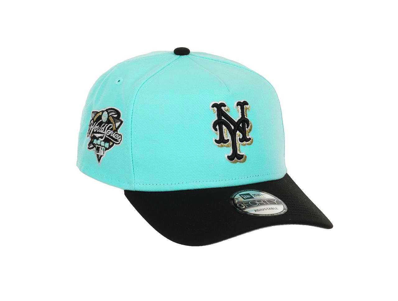 New York Mets MLB World Series 2000 Sidepatch Coowperston Mint Black 9Forty A-Frame Snapback Cap New Era