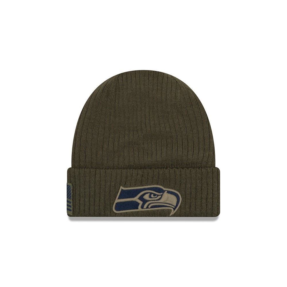 Seattle Seahawks NFL 2018 Salute to Service Olive Beanie New Era
