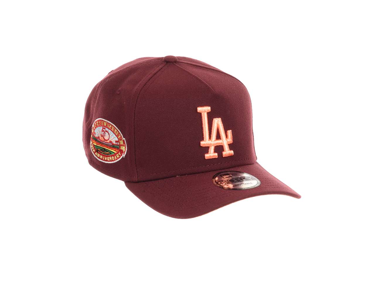 Los Angeles Dodgers MLB 50th Anniversary Stadium Sidepatch Maroon 9Forty A-Frame Snapback Cap New Era