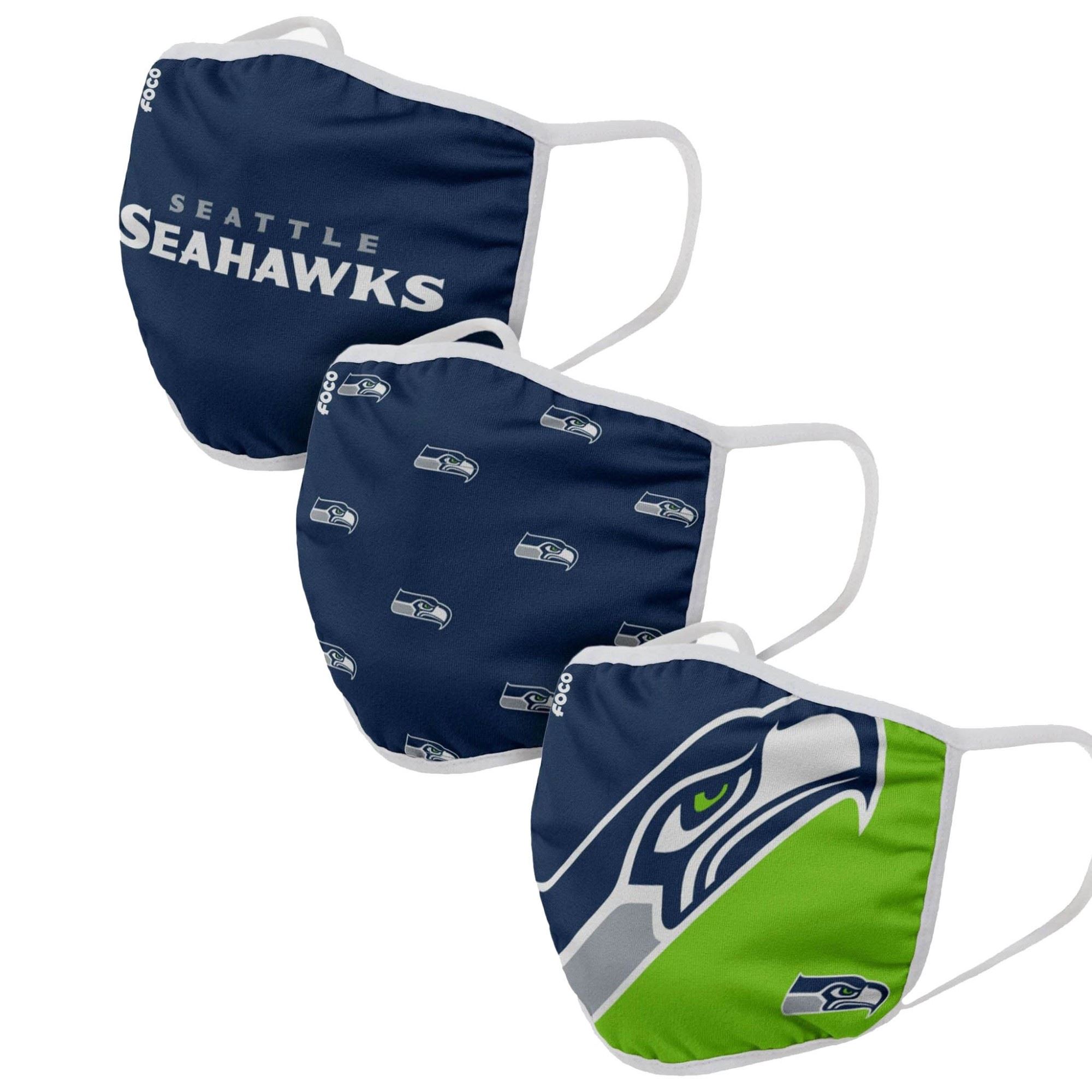 Seattle Seahawks NFL Face Covering 3Pack Face Mask Forever Collectibles