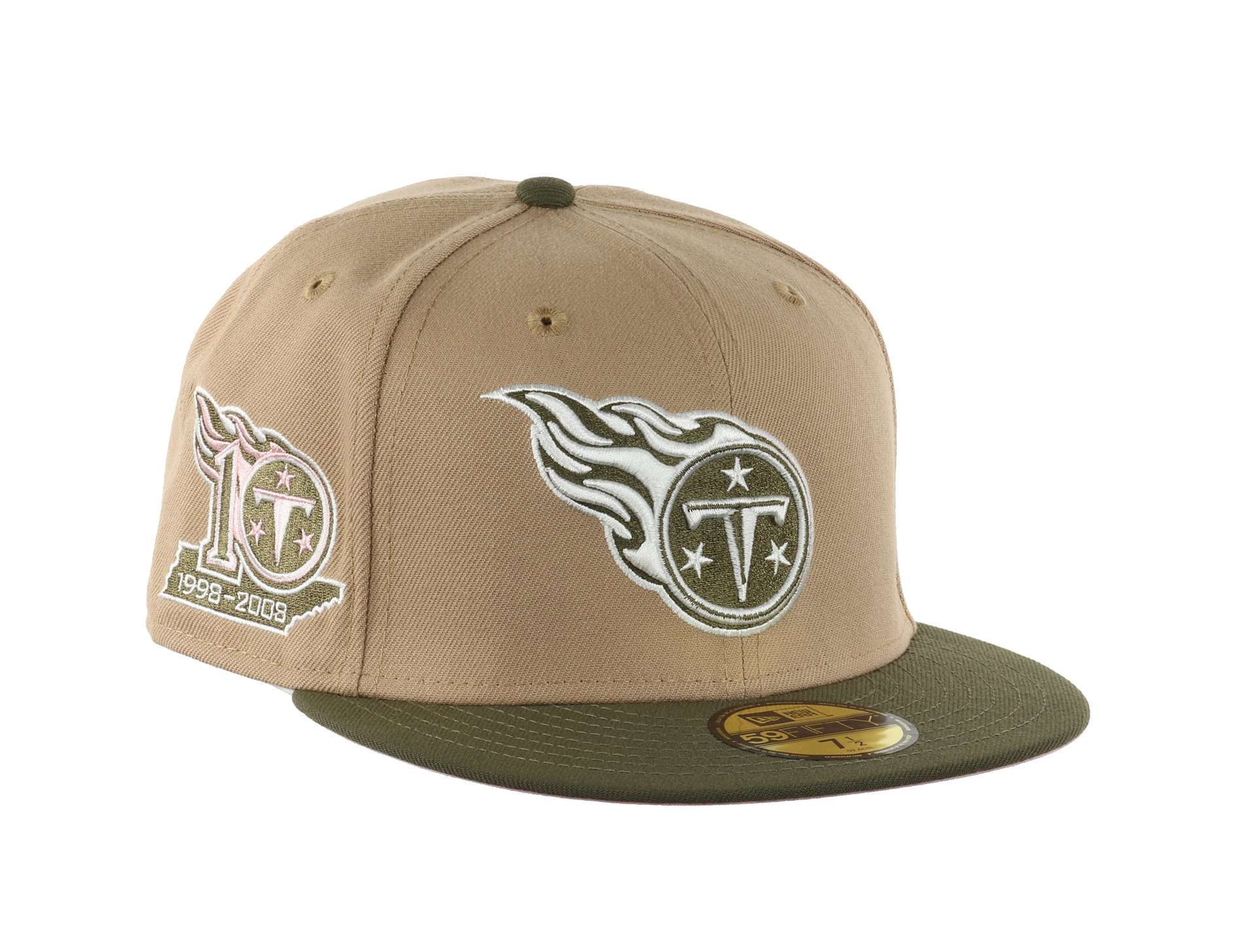 Tennessee Titans NFL 10th Anniversary Sidepatch Camel Olive 59Fifty Basecap New Era