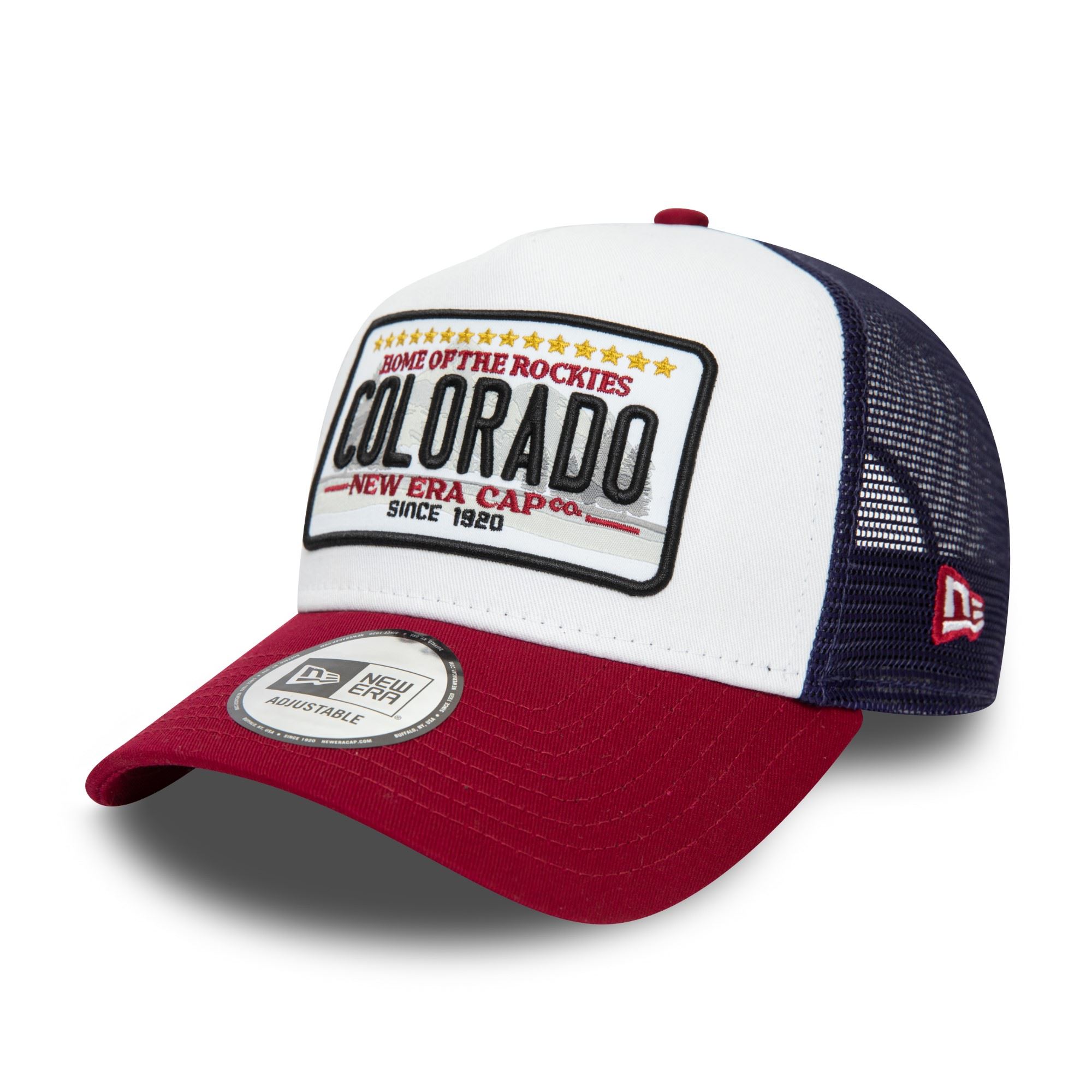 Colorado State Patch White Maroon Navy A-Frame Adjustable Trucker Cap New Era