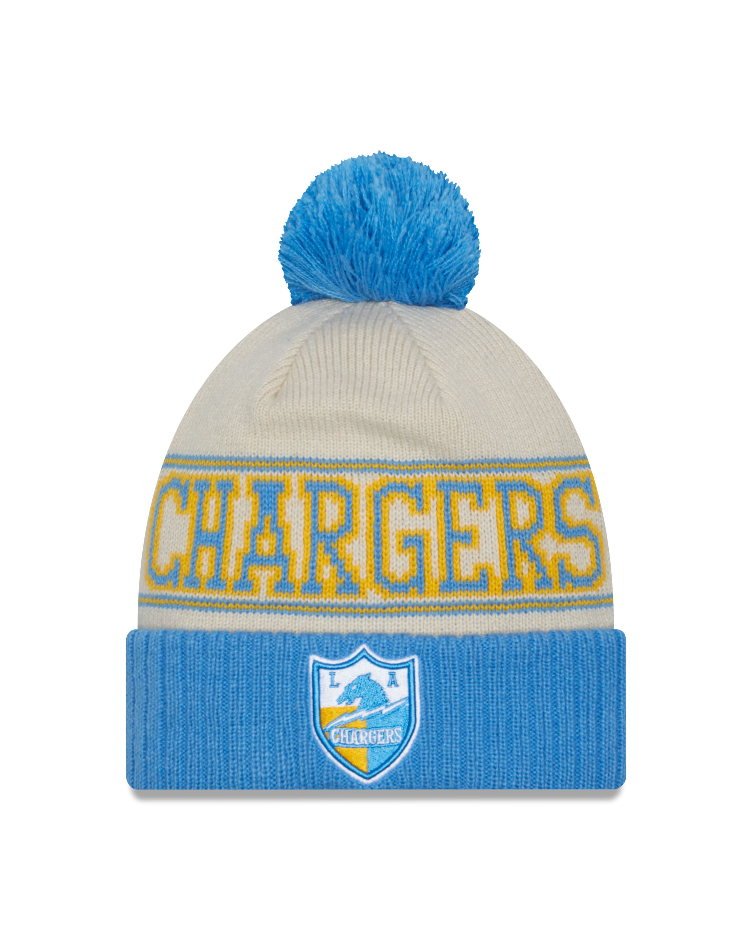 Los Angeles Chargers NFL 2023 Sideline Historic Knit Beanie OTC Gray Blue New Era