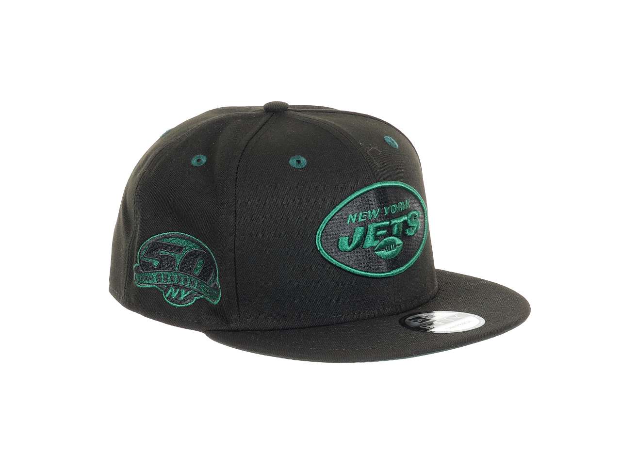 New York Jets NFL Team Colour 50 Seasons Sidepatch Black 9Fifty Snapback Cap New Era