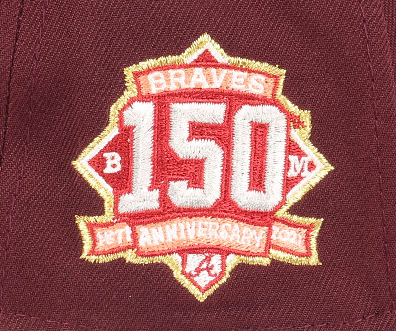 Atlanta Braves MLB 150th Anniversary Sidepatch Maroon 9Forty A-Frame Snapback Cap New Era