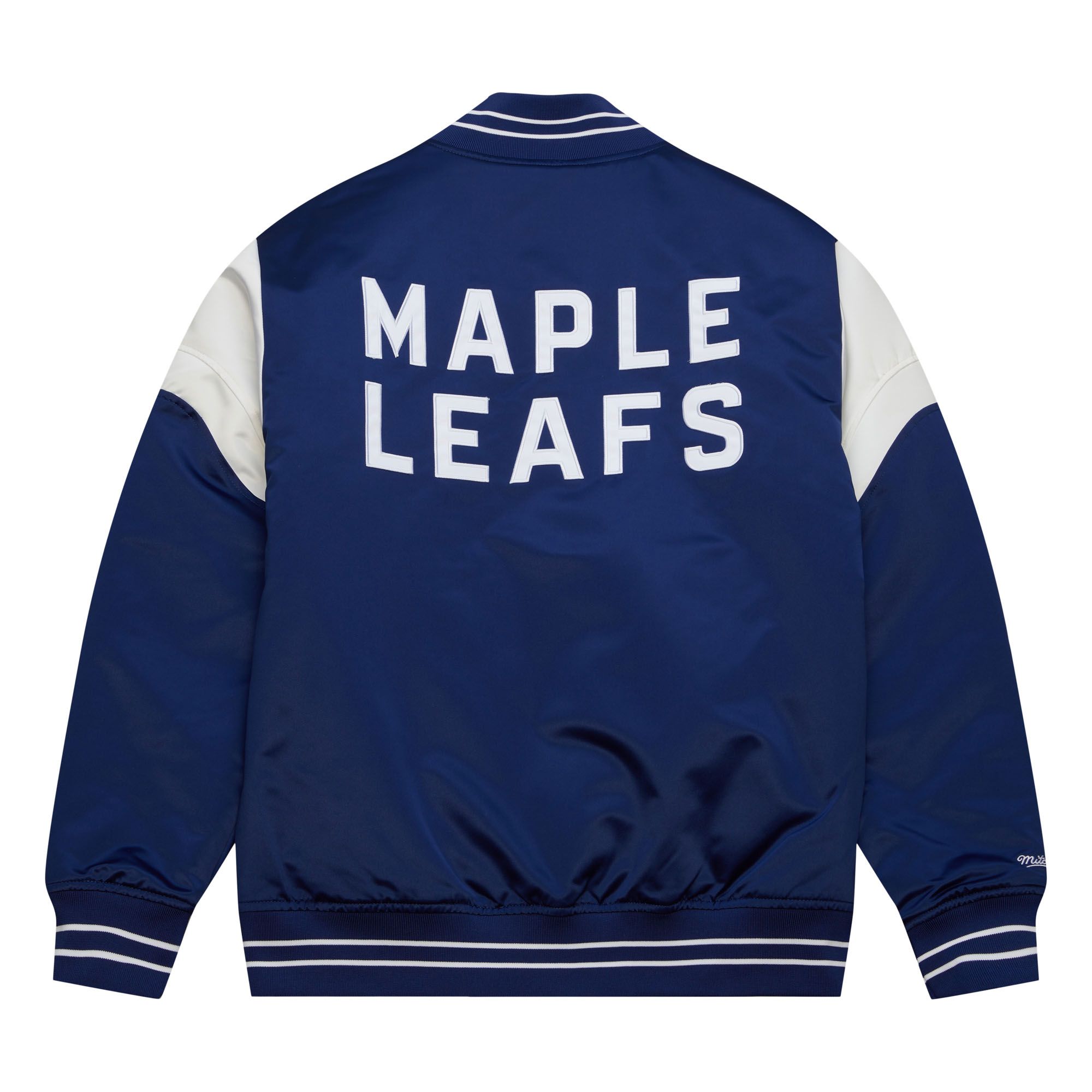 Toronto Maple Leafs NHL Heavyweight Satin Jacket Blue Mitchell & Ness
