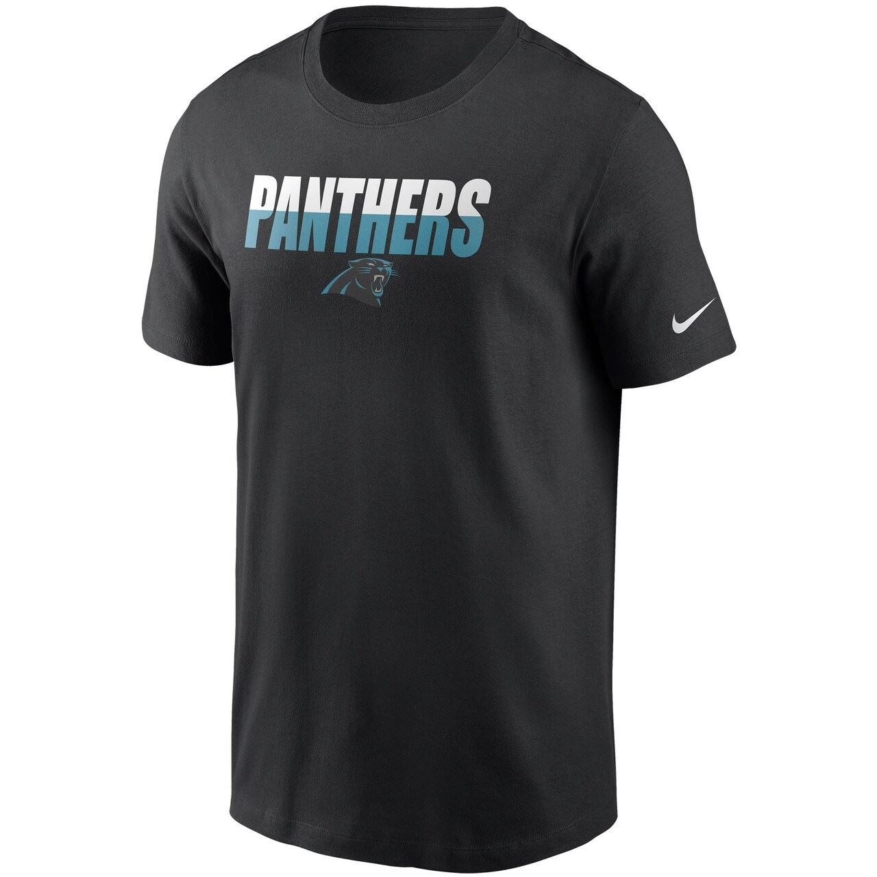 Carolina Panthers NFL Split Team Name Essential Tee Black T-Shirt Nike