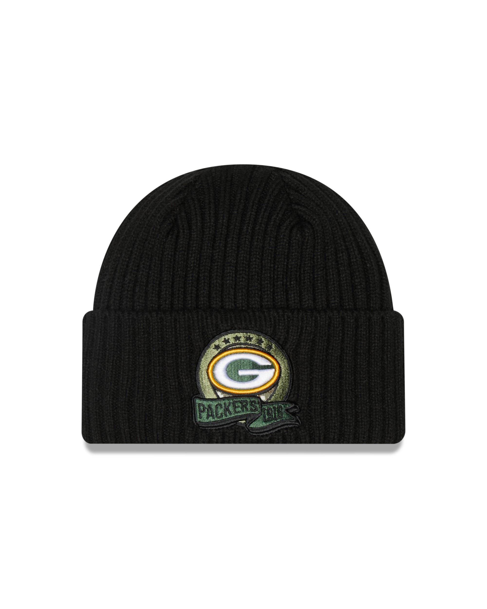 Green Bay Packers NFL Salute to Service 2022 Black Cuff Knit Beanie New Era