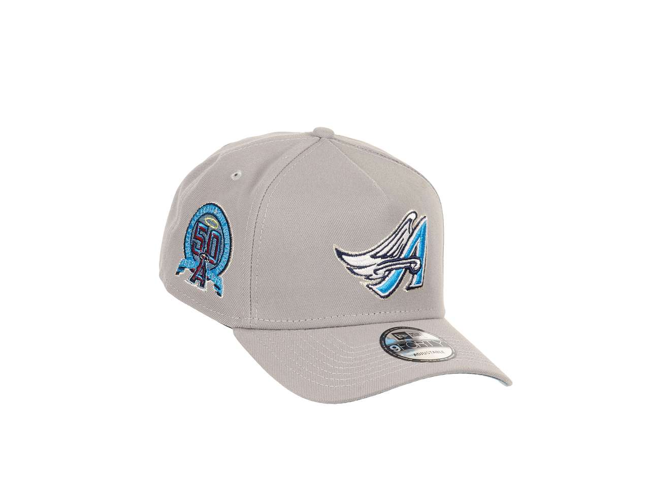 Anaheim Angels MLB 50th Anniversary Sidepatch Cooperstown Gray Sky 9Forty A-Frame Snapback Cap New Era