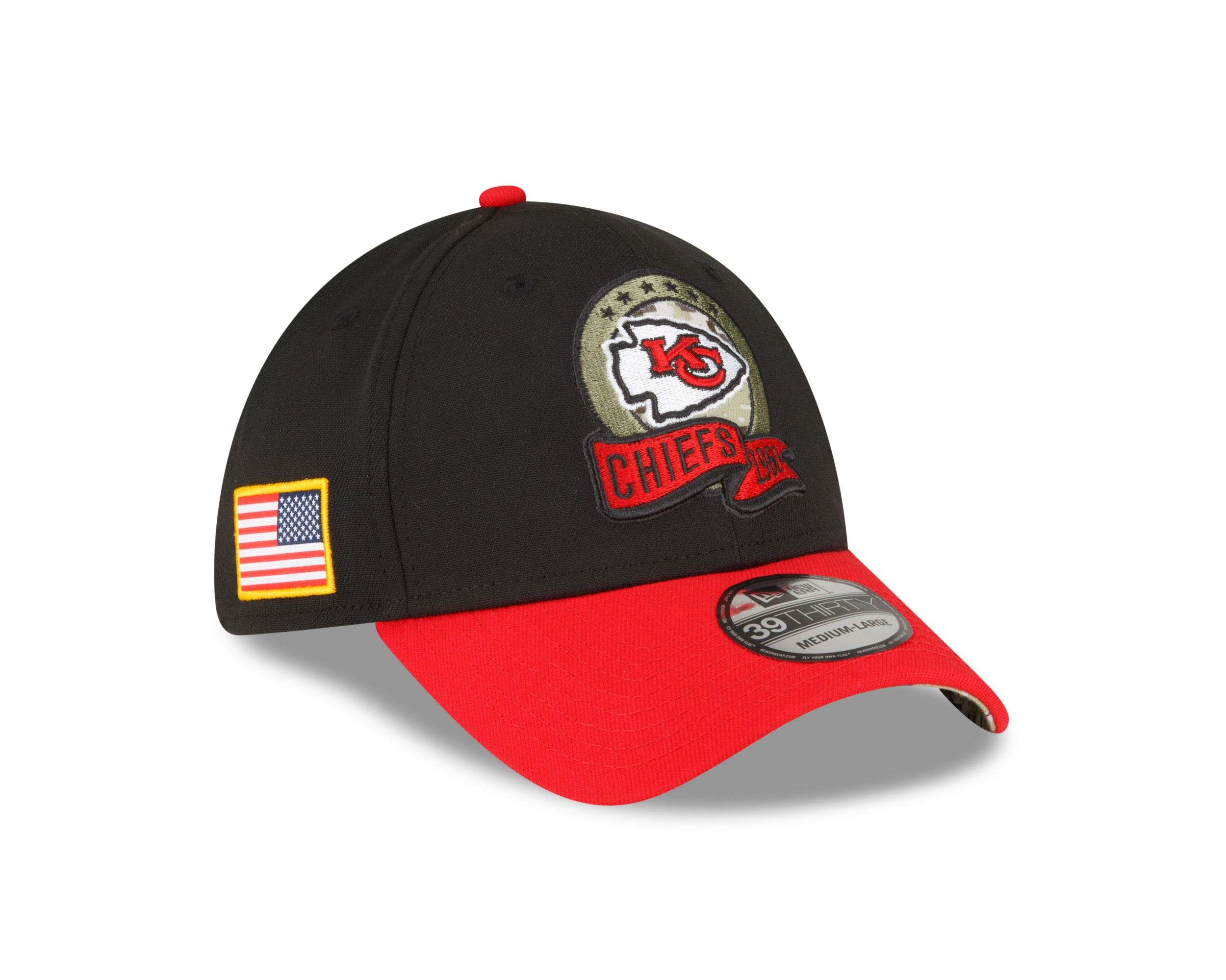 Kansas City Chiefs NFL Salute to Service 2022 Black Red 39Thirty Stretch Cap New Era