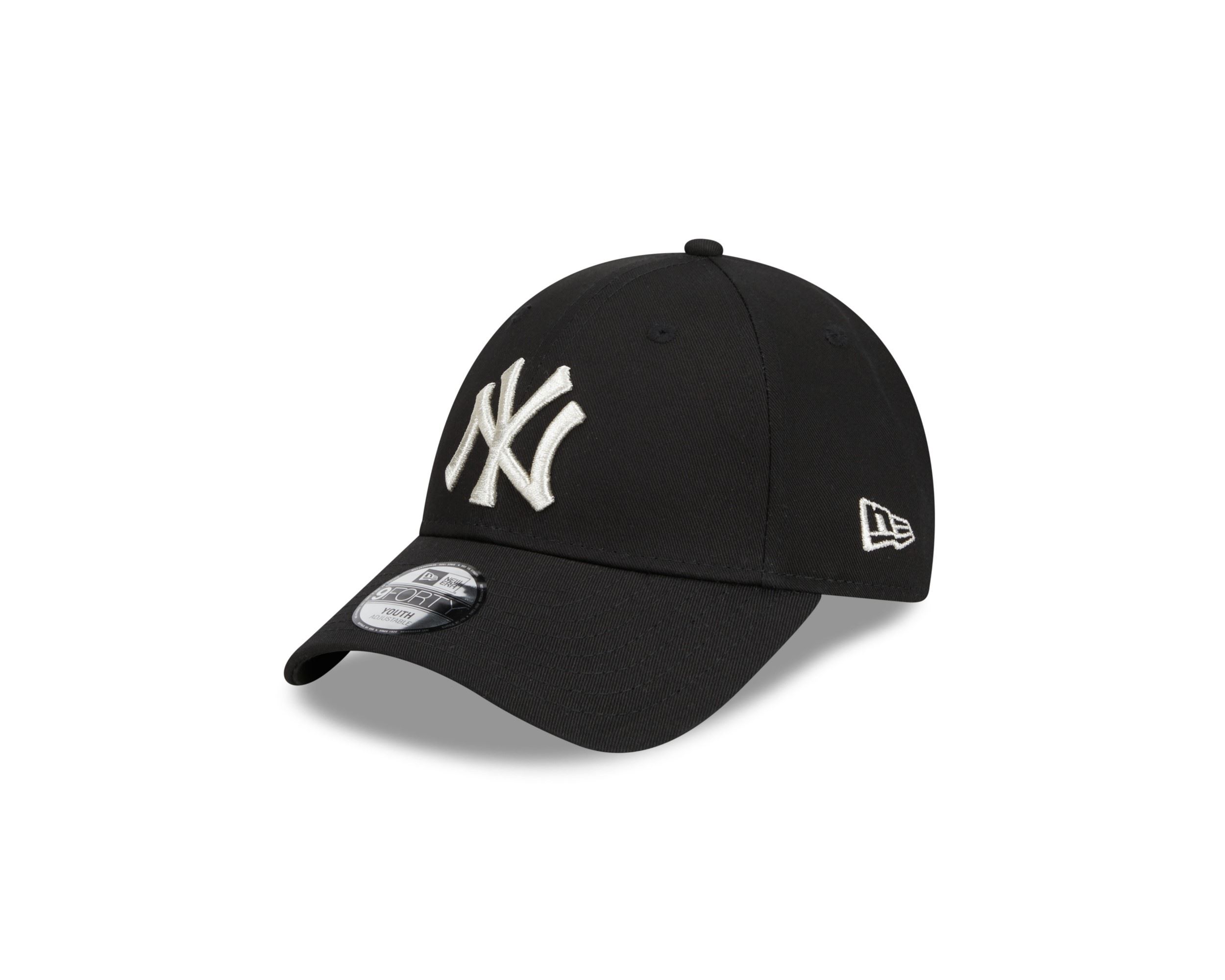 New York Yankees MLB Metallic Logo Black 9Forty Adjustable Kids Cap New Era