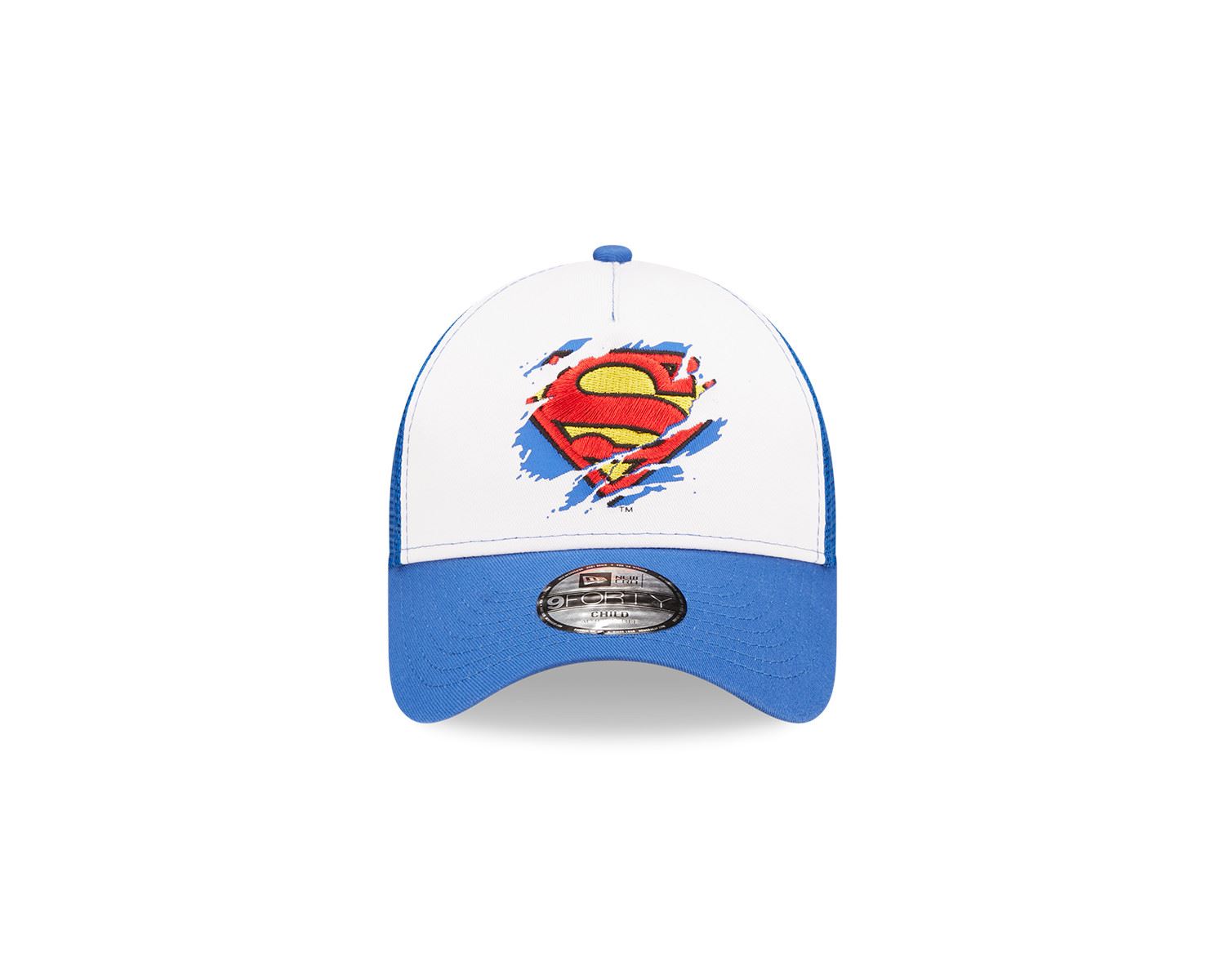 Superman DC Blue White 9Forty Kids A-Frame Adjustable Trucker Cap