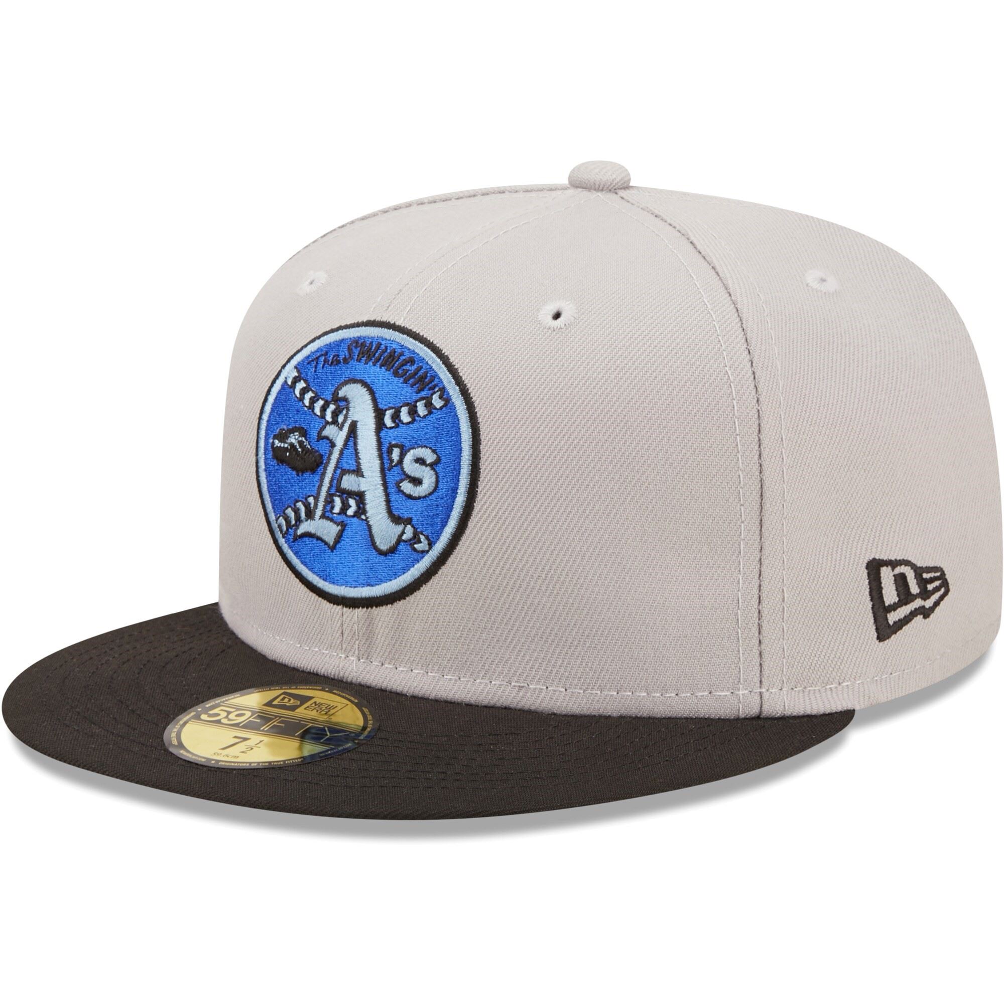 Oakland Athletics MLB Cooperstown 40th Anniversary Sidepatch Grey Black Royal 59Fifty Basecap New Era