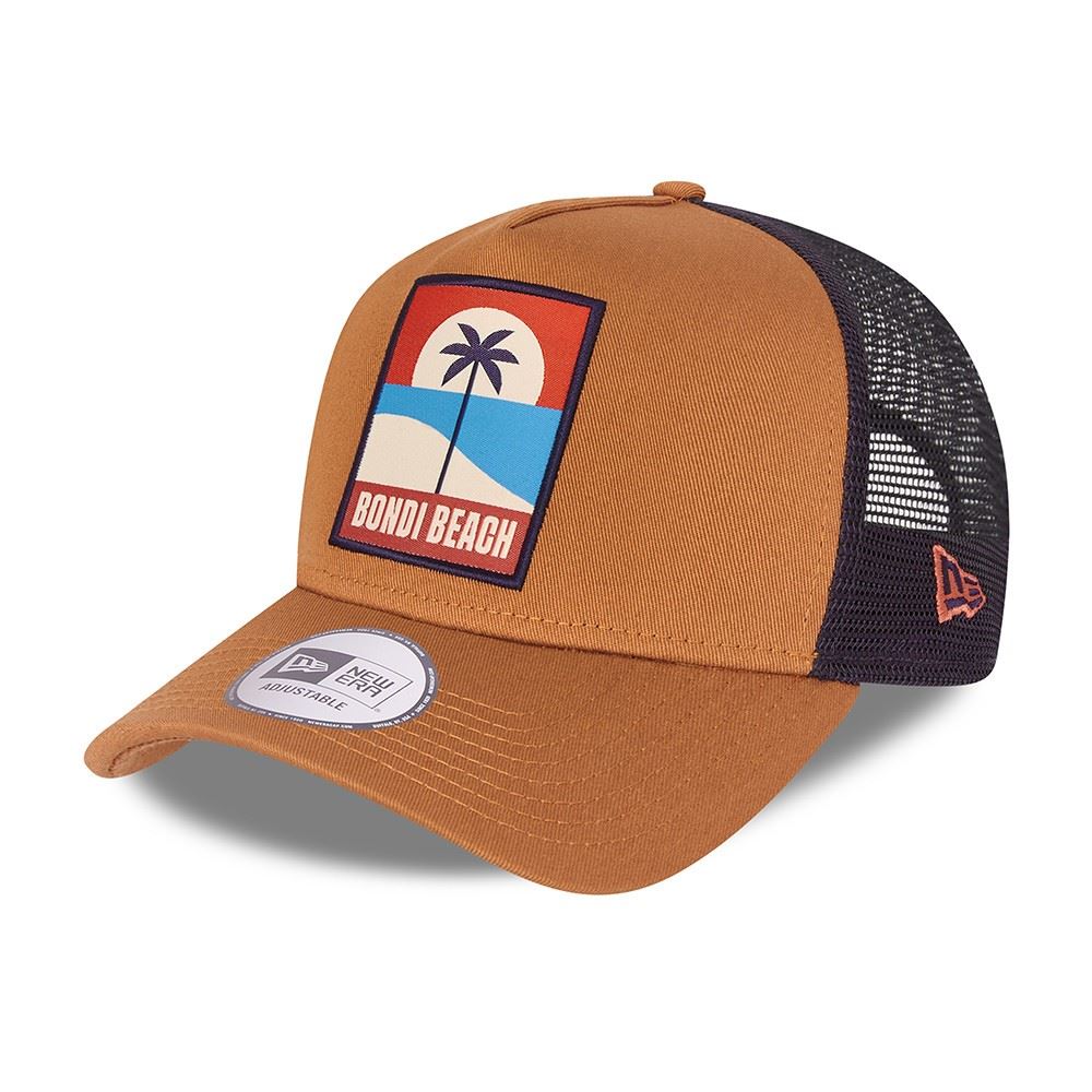 Bondi Beach Summer Patch Brown A-Frame Adjustable Trucker Cap New Era