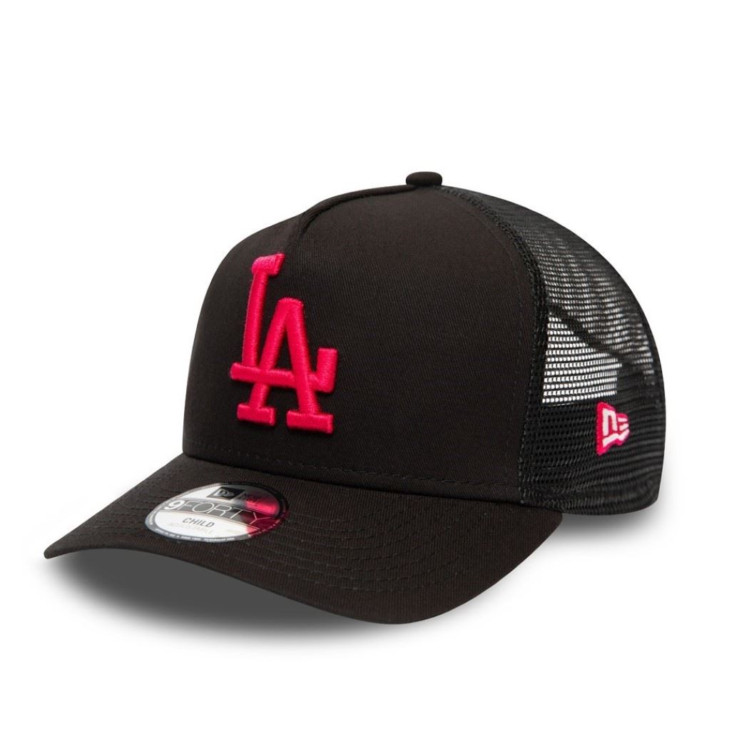 Los Angeles Dodgers MLB League Essential Black 9Forty Kids A-Frame Adjustable Trucker Cap New Era