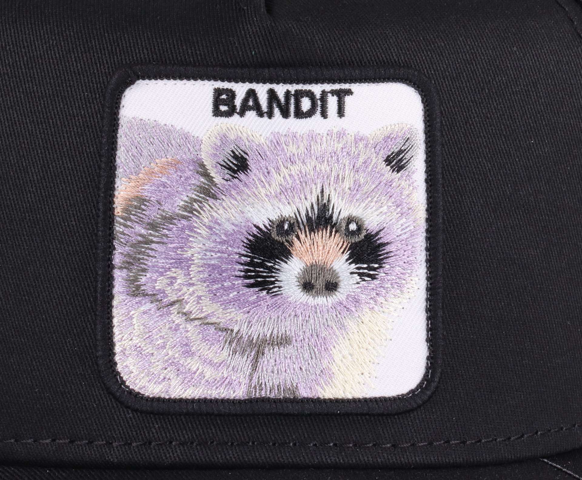 The Bandit Raccoon Waschbär Black A-Frame Adjustable Trucker Cap Goorin Bros
