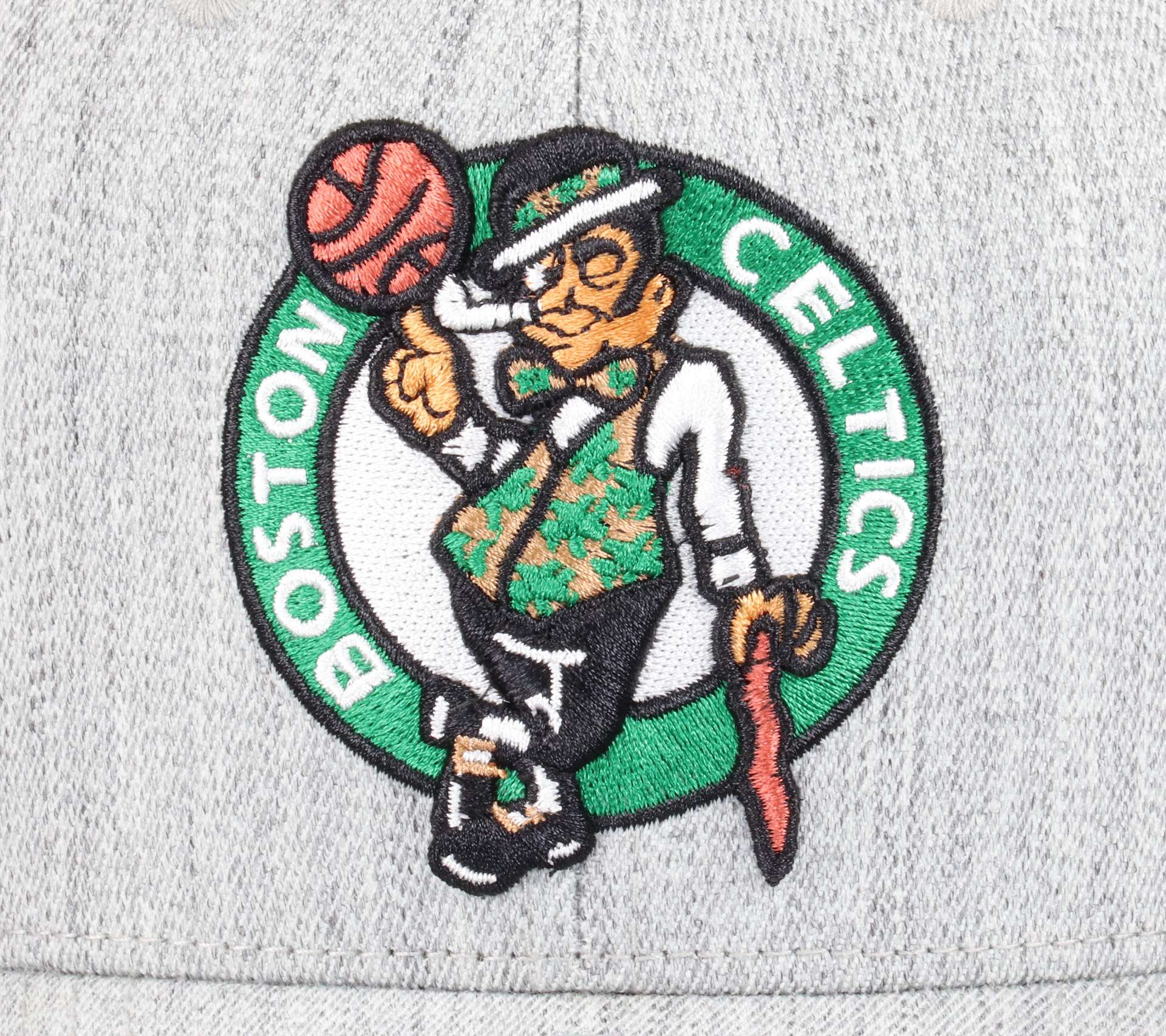Boston Celtics Heather Grey NBA Team Heather Stretch Snapback Cap Mitchell & Ness