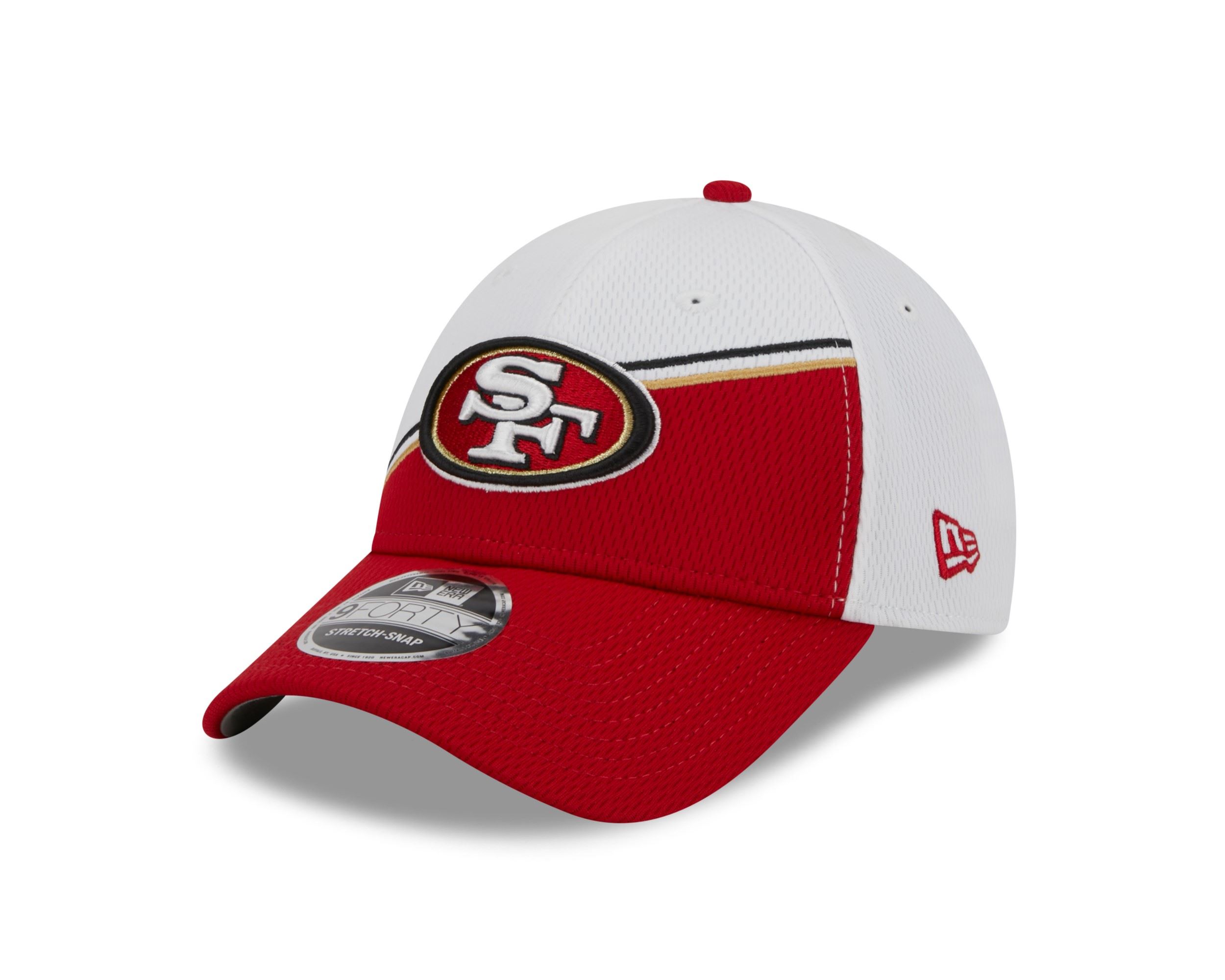 San Francisco 49ers NFL 2023 Sideline White Red 9Forty Stretch Snapback Cap New Era