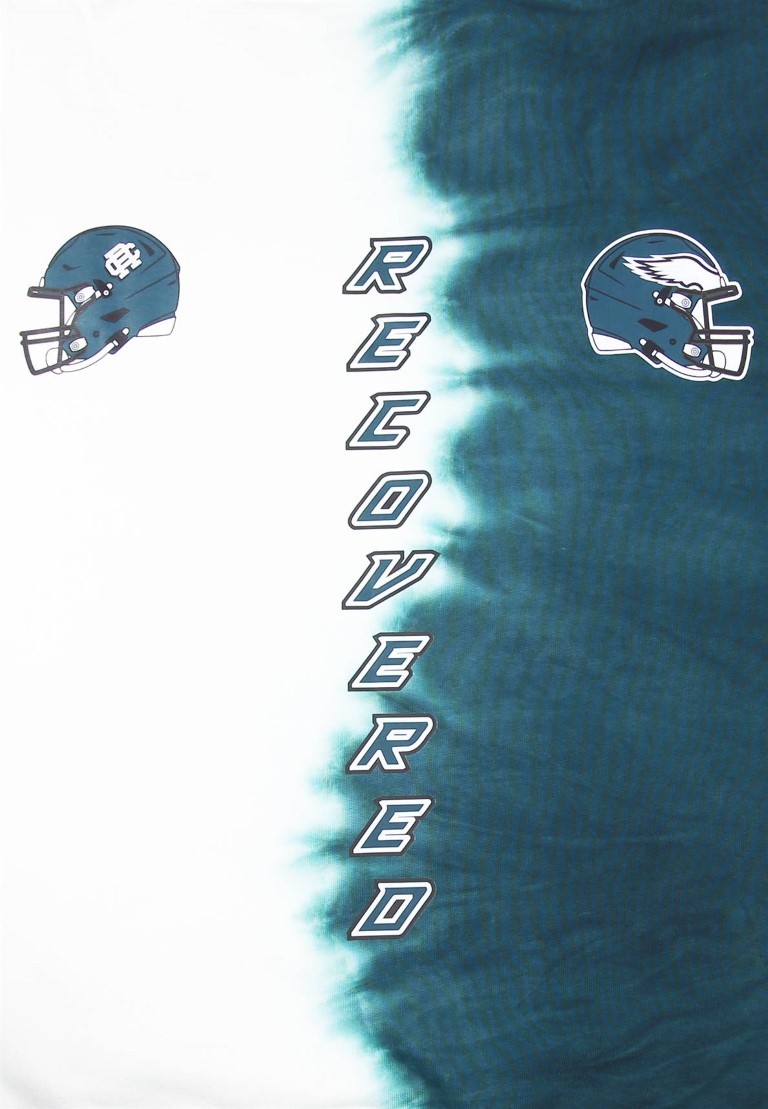 Philadelphia Eagles NFL Ink Dye Effect Green on White Hoody Recovered