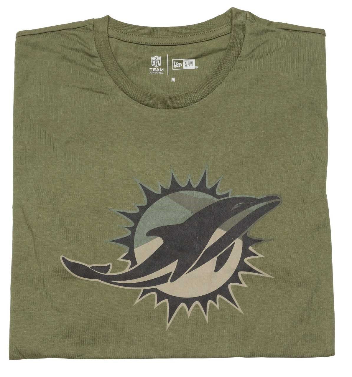 Miami Dolphins Camo Logo Olive T- Shirt New Era