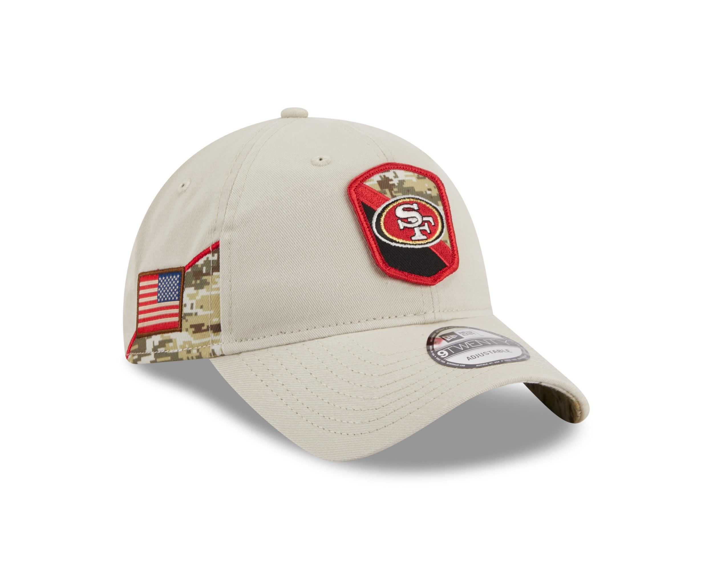 San Francisco 49ers NFL Salute to Service 2023 Stone 9Twenty Unstructured Strapback Cap New Era