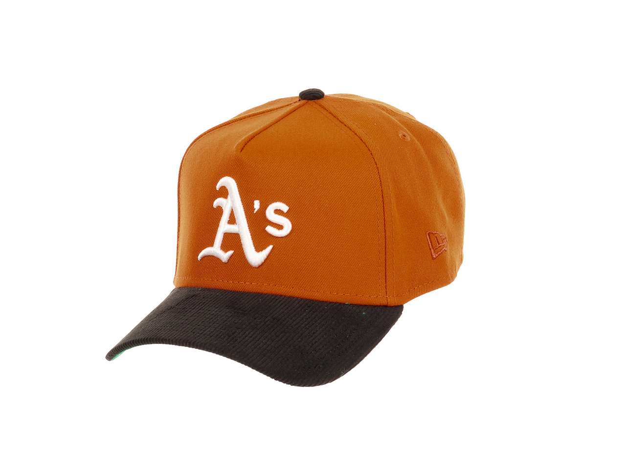 Oakland Athletics  MLB 50th Anniversary Sidepatch Orange Black Cord 9Forty A-Frame Snapback Cap New Era