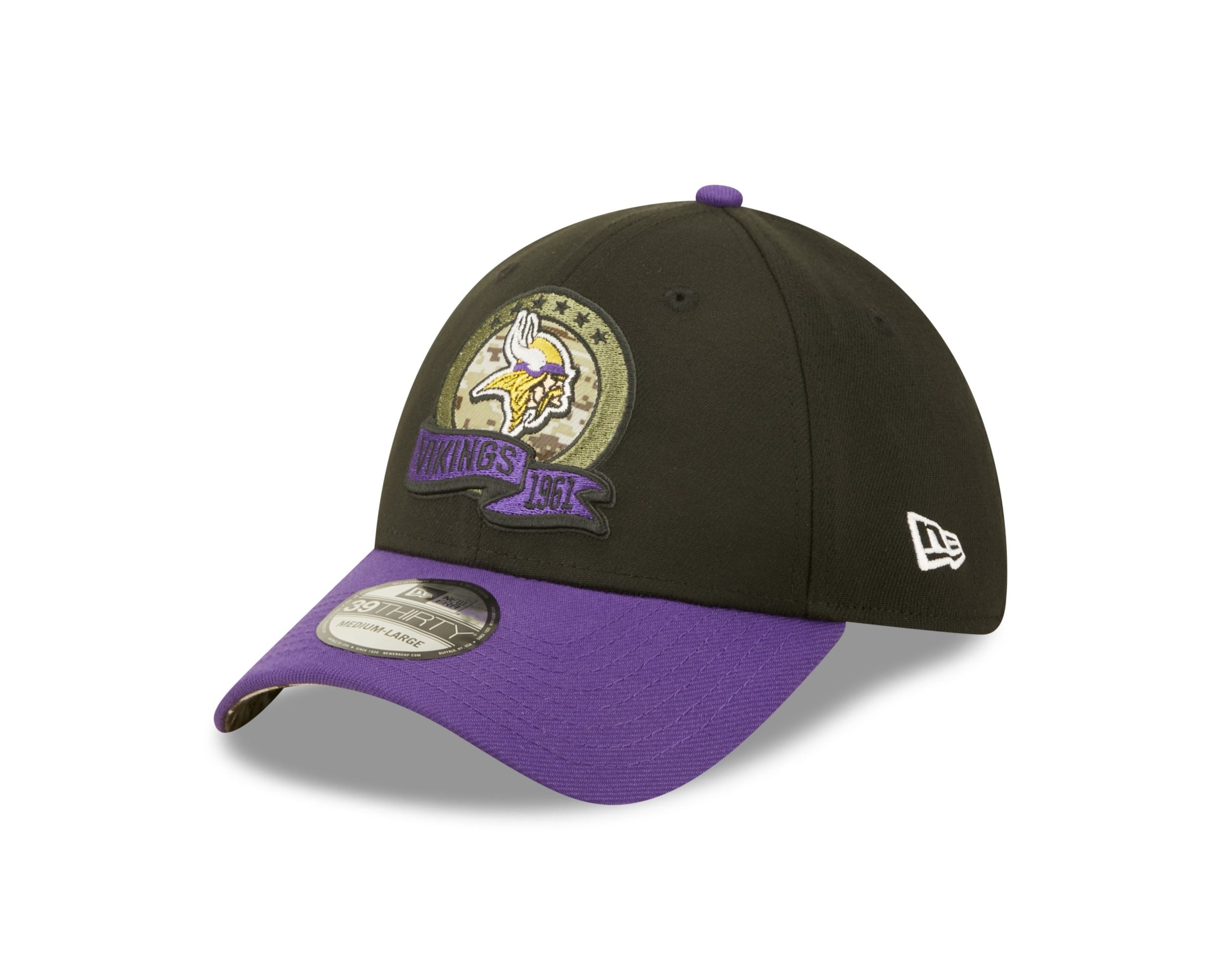 Minnesota Vikings NFL Salute to Service 2022 Black Purple 39Thirty Stretch Cap New Era