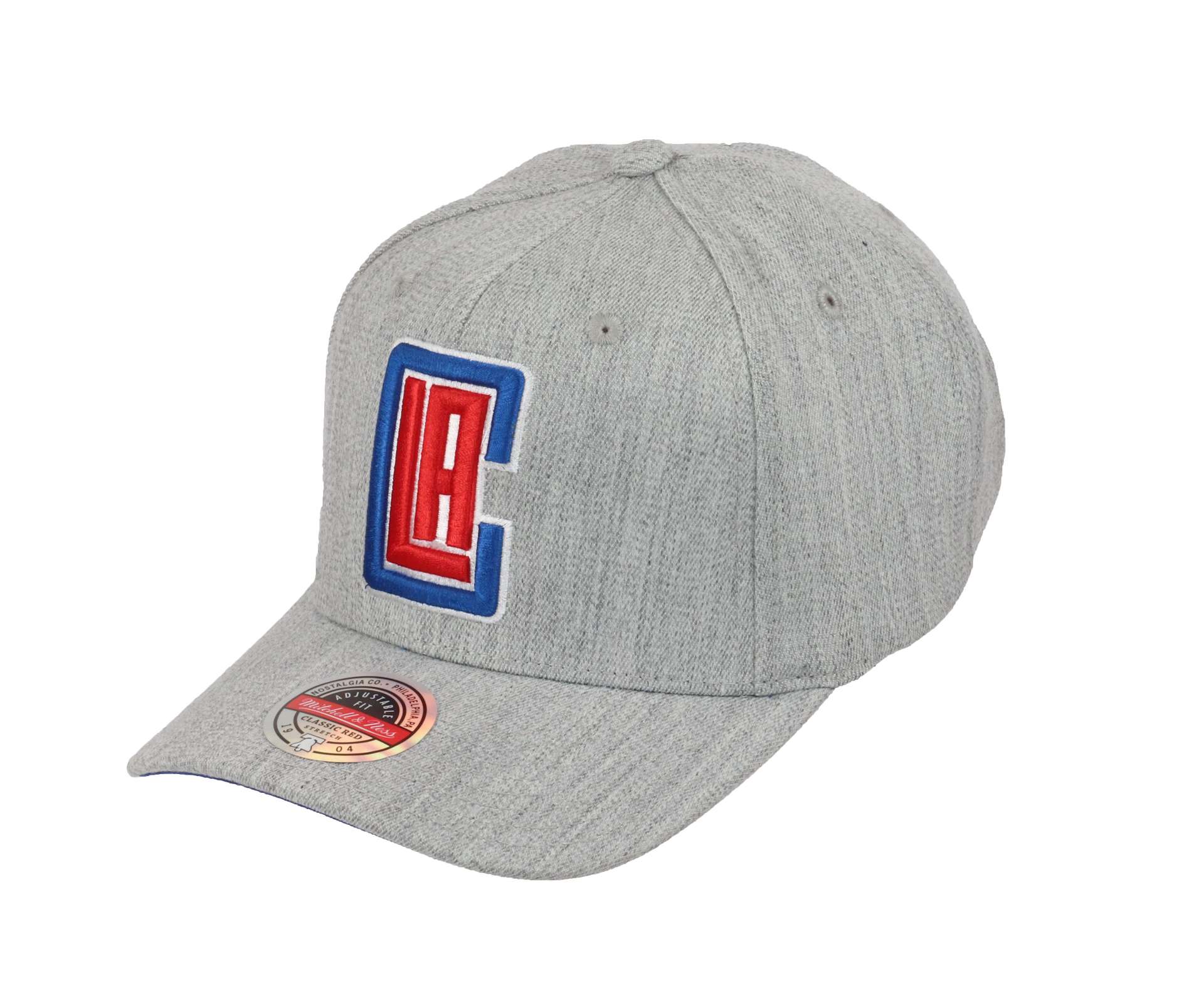 Los Angeles Clippers Heather Grey NBA Team Heather Stretch Snapback Cap Mitchell & Ness