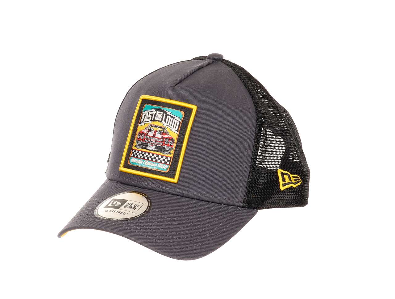 Fast and Loud Muscle Classic Club Patch Gray A-Frame Adjustable Trucker Cap New Era
