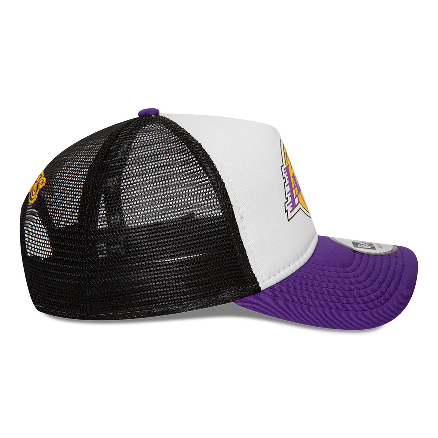 Los Angeles Lakers Team Colour Block White Purple A-Frame Adjustable Trucker Cap New Era 