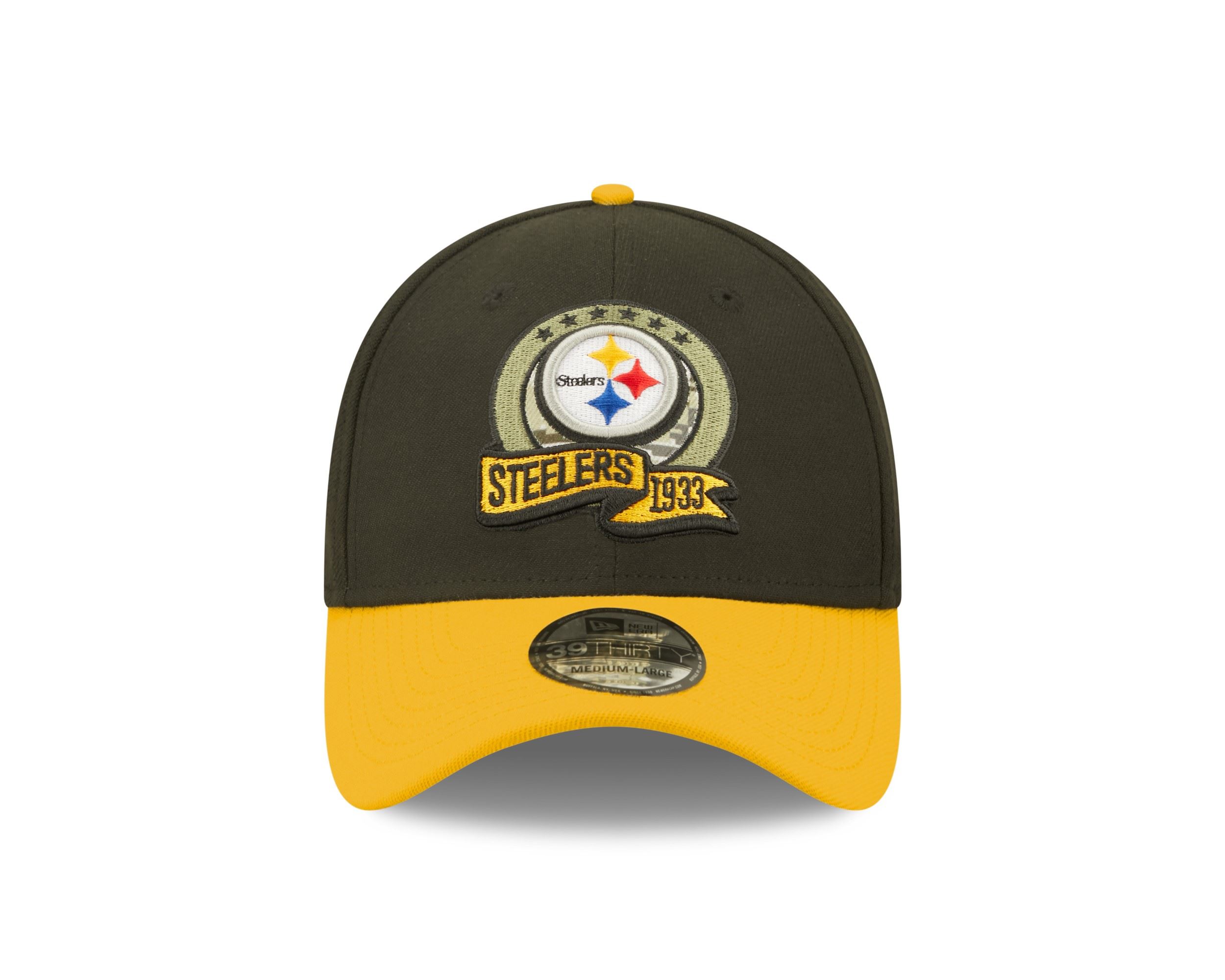 Pittsburgh Steelers NFL Salute to Service 2022 Black Yellow 39Thirty Stretch Cap New Era