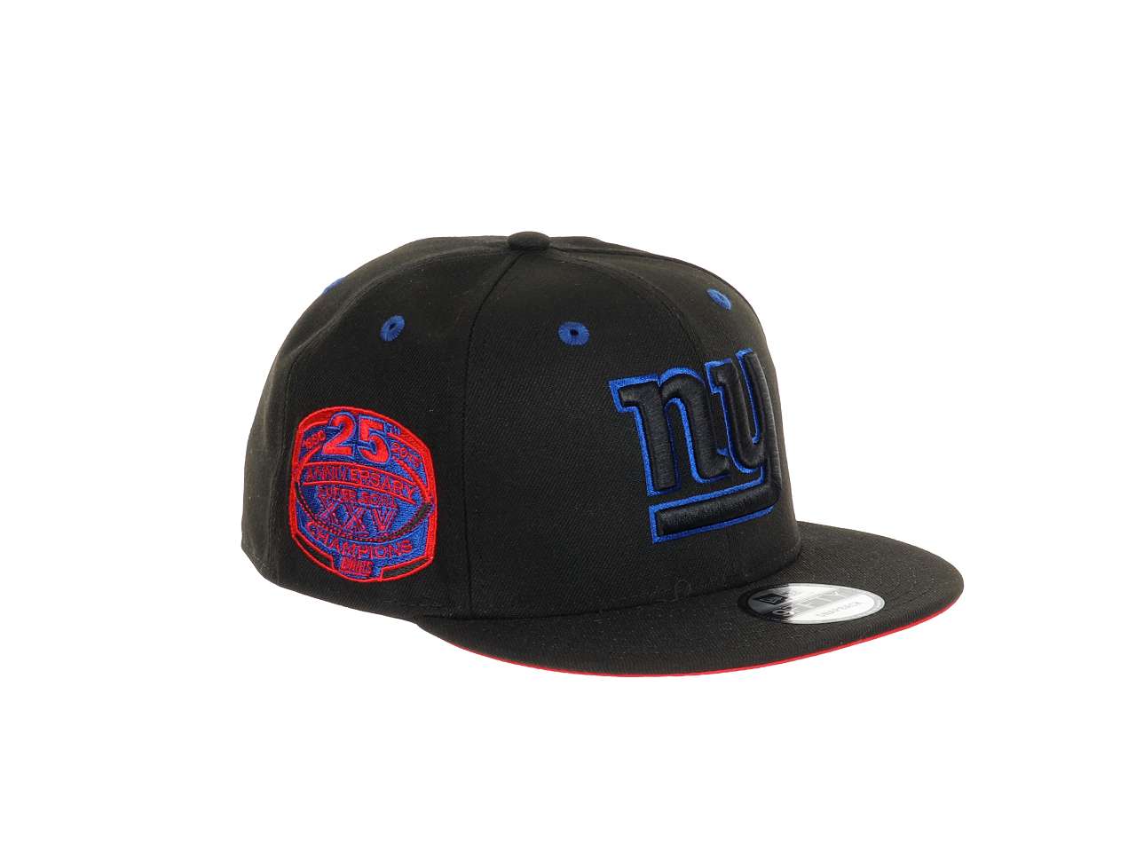 New York Giants NFL Team Colour 25th Anniversary Champions Sidepatch Black 9Fifty Snapback Cap New Era