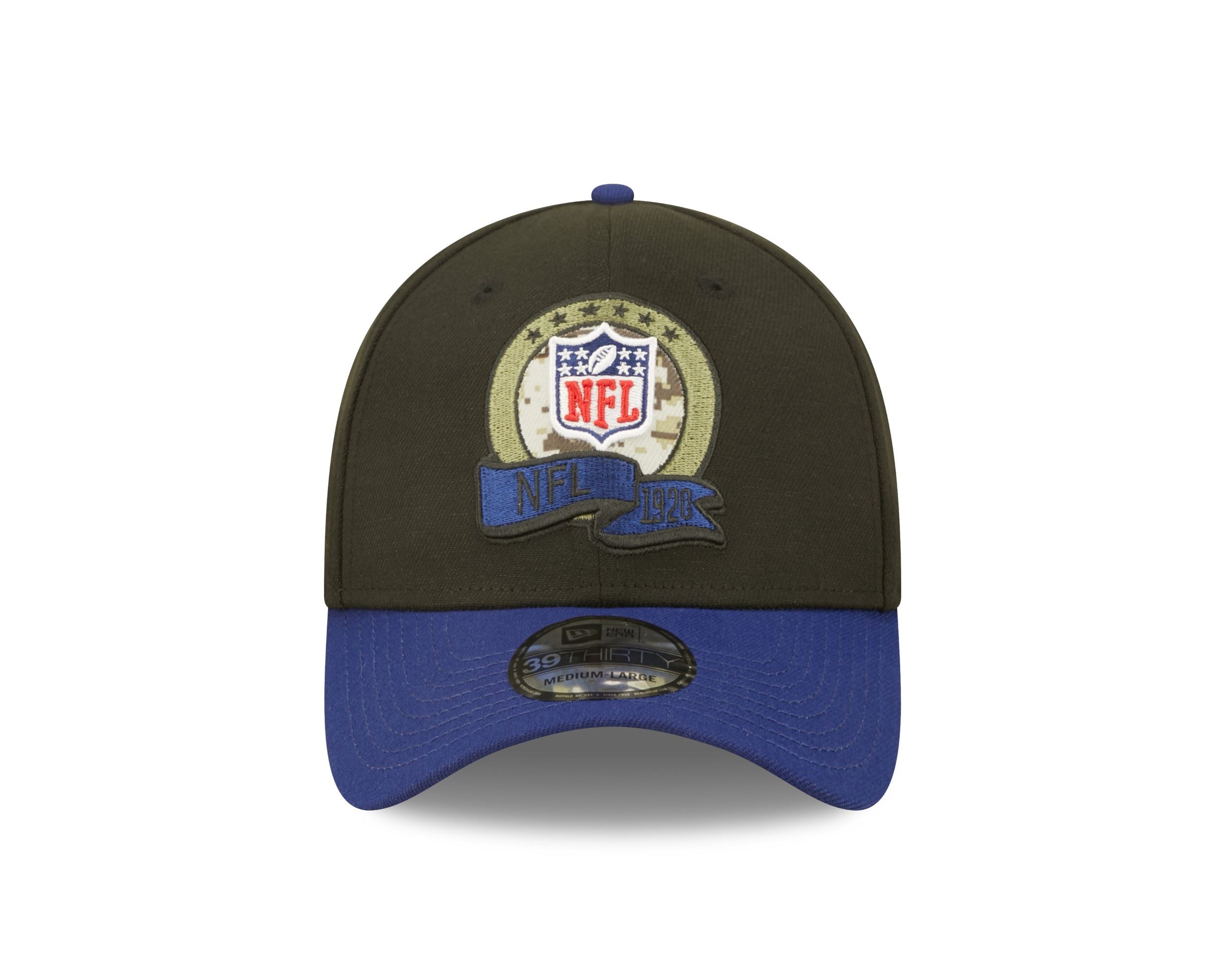 NFL Logo NFL Salute to Service 2022 Black Blue 39Thirty Stretch Cap New Era