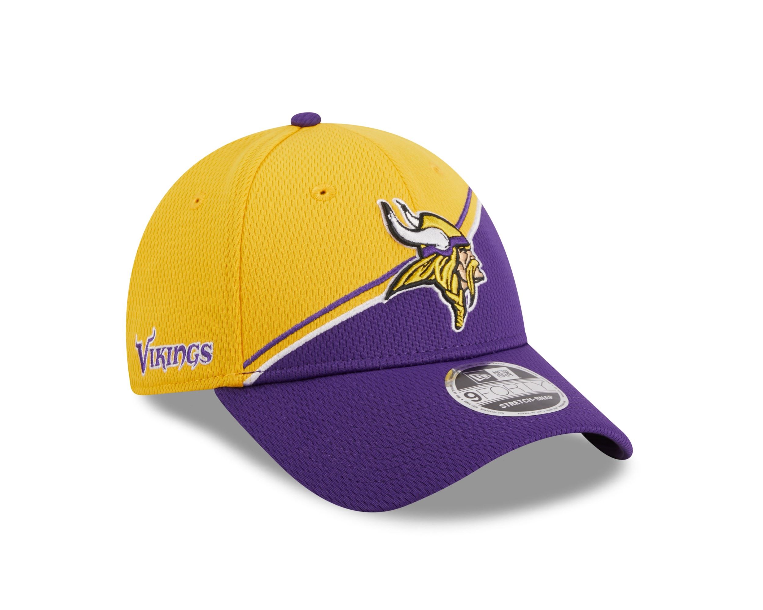 Minnesota Vikings NFL 2023 Sideline Yellow Purple 9Forty Stretch Snapback Cap New Era