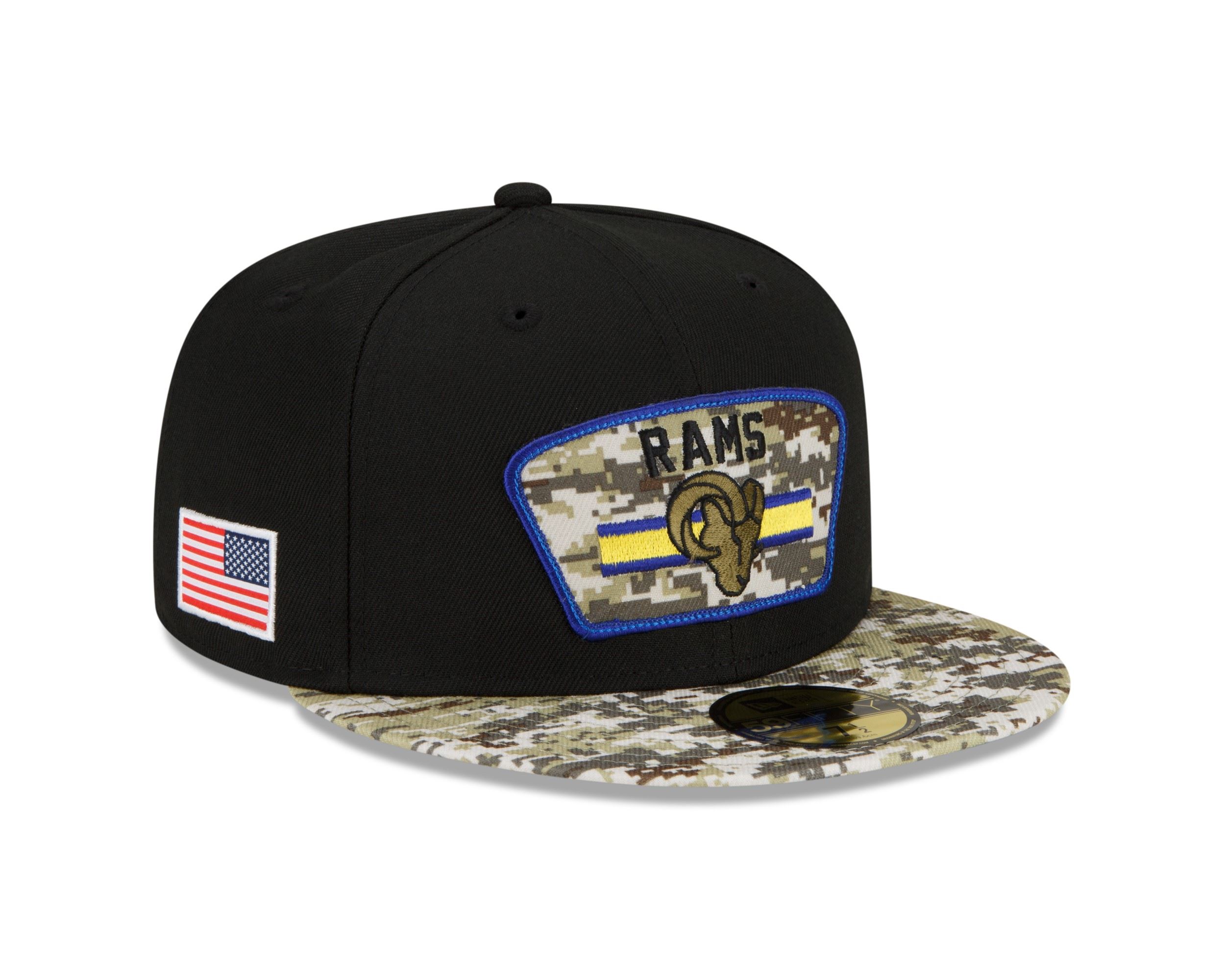 Los Angeles Rams NFL On Field 2021 Salute to Service Black 59Fifty Basecap New Era