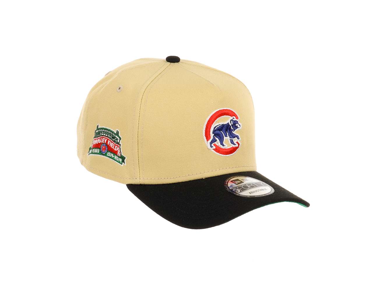 Chicago Cubs MLB 100 Years Wrigley Field Sidepatch Vegas Gold Black 9Forty A-Frame Snapback Cap New Era