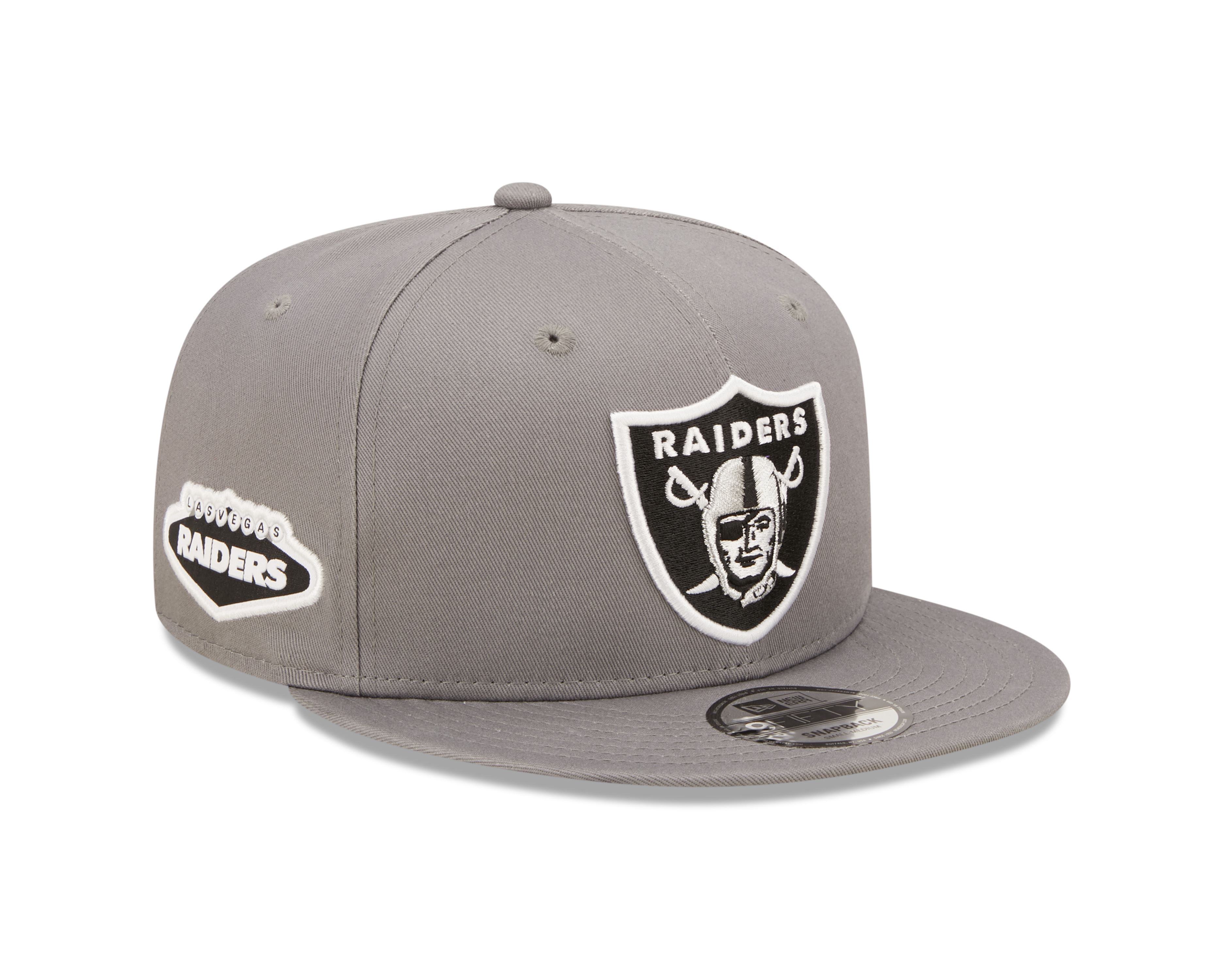 Las Vegas Raiders NFL Team Sidepatch Gray 9Fifty Snapback Cap Gray New Era