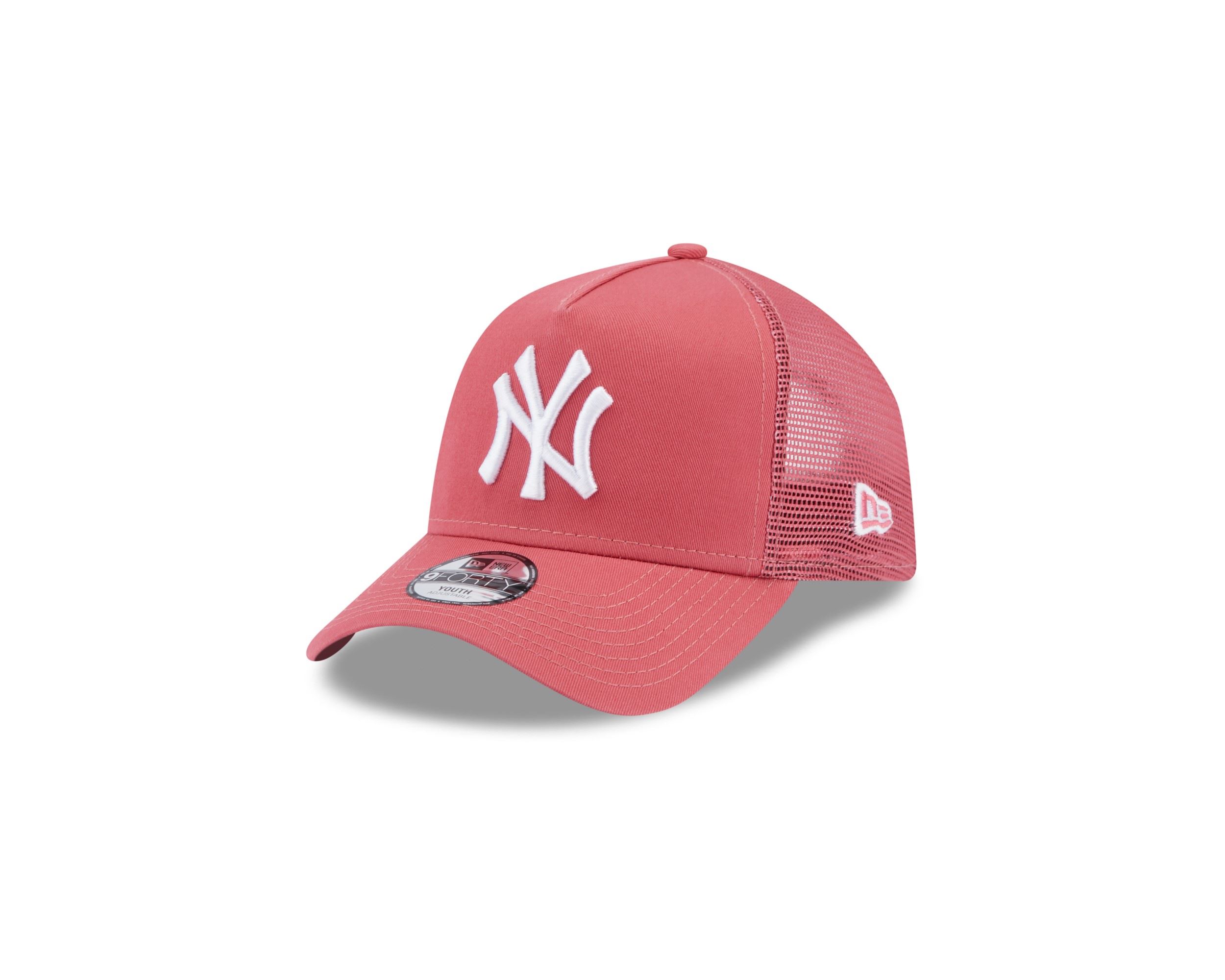 New York Yankees MLB League Essential Pink 9Forty Kids A-Frame Adjustable Trucker Cap New Era